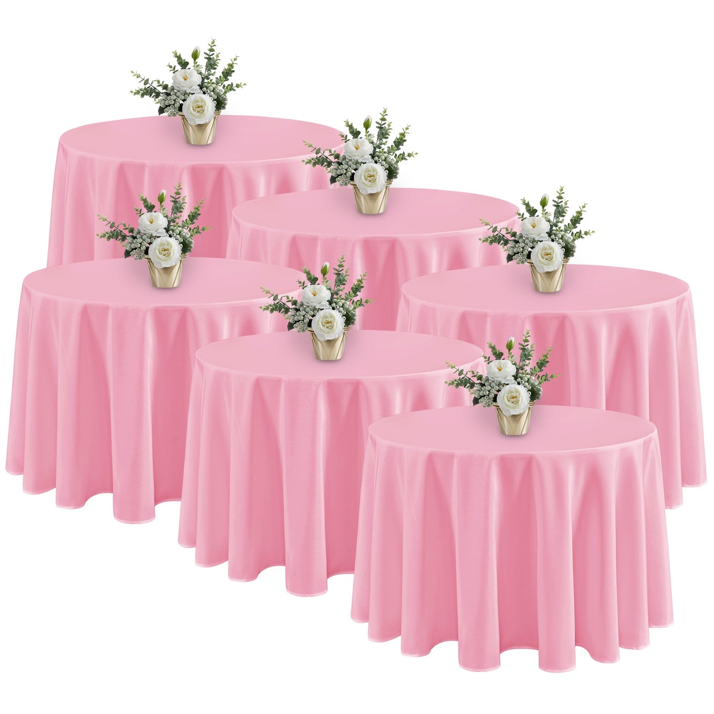 Fitable 6 Pack White Table Cloths 70x120 Inch for 6-8 Ft Rectangle Tables | Stain & Wrinkle Resistant, Washable Polyester Covers for Wedding Party Dining Banquet Event Catering Reception