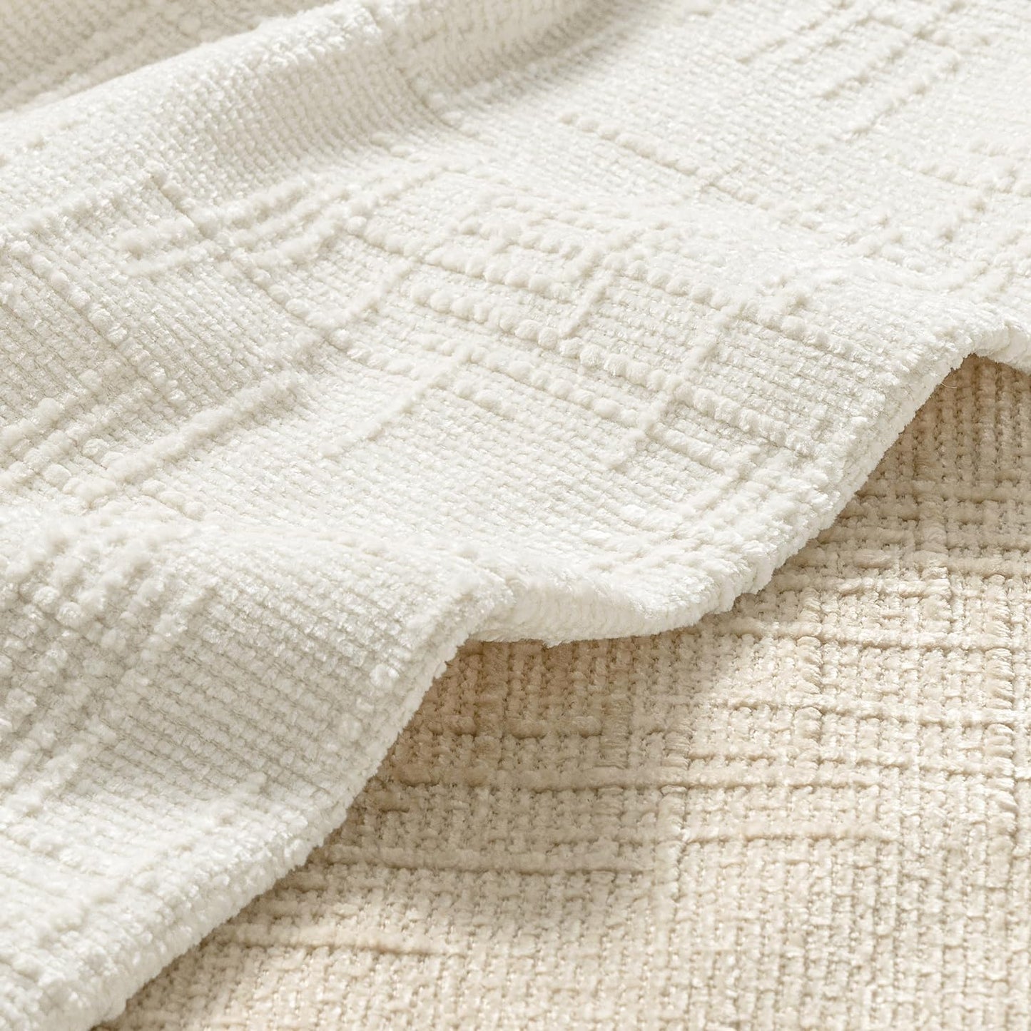 MIULEE Chenille Textured Throw Pillow Covers Cream White 18x18 Set of 2 | Slubby Decorative Pillows, Boho Farmhouse Home Decor, Modern Neutral Cushion Covers for Couch Sofa Bed Living Room
