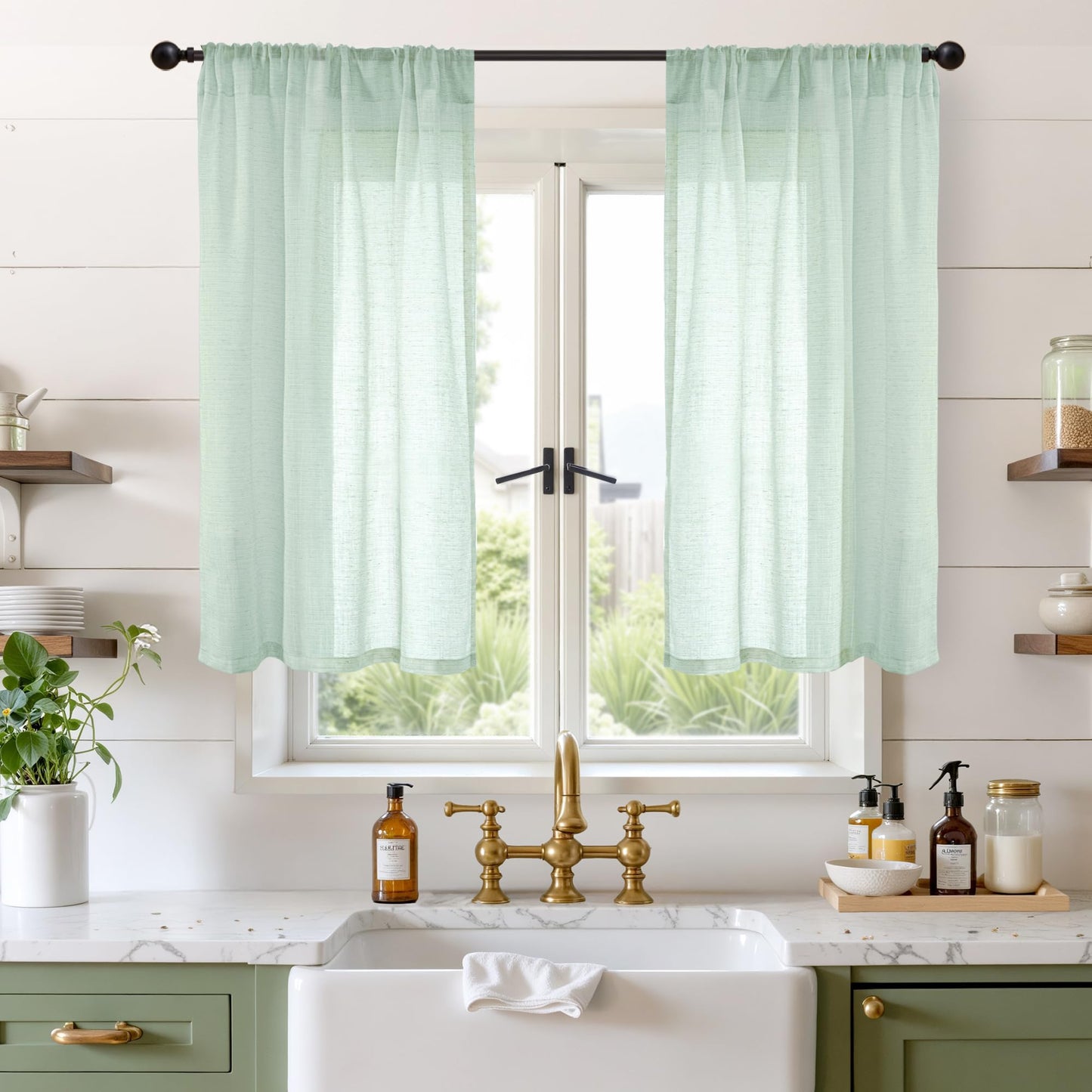 BGment Linen Sheer Curtains 84 Inches Long 2 Panels Set for Living Room | Light Filtering Drapes with Rod Pocket Lightweight Window Treatments for Bedroom, 52 X 84 Inch Length