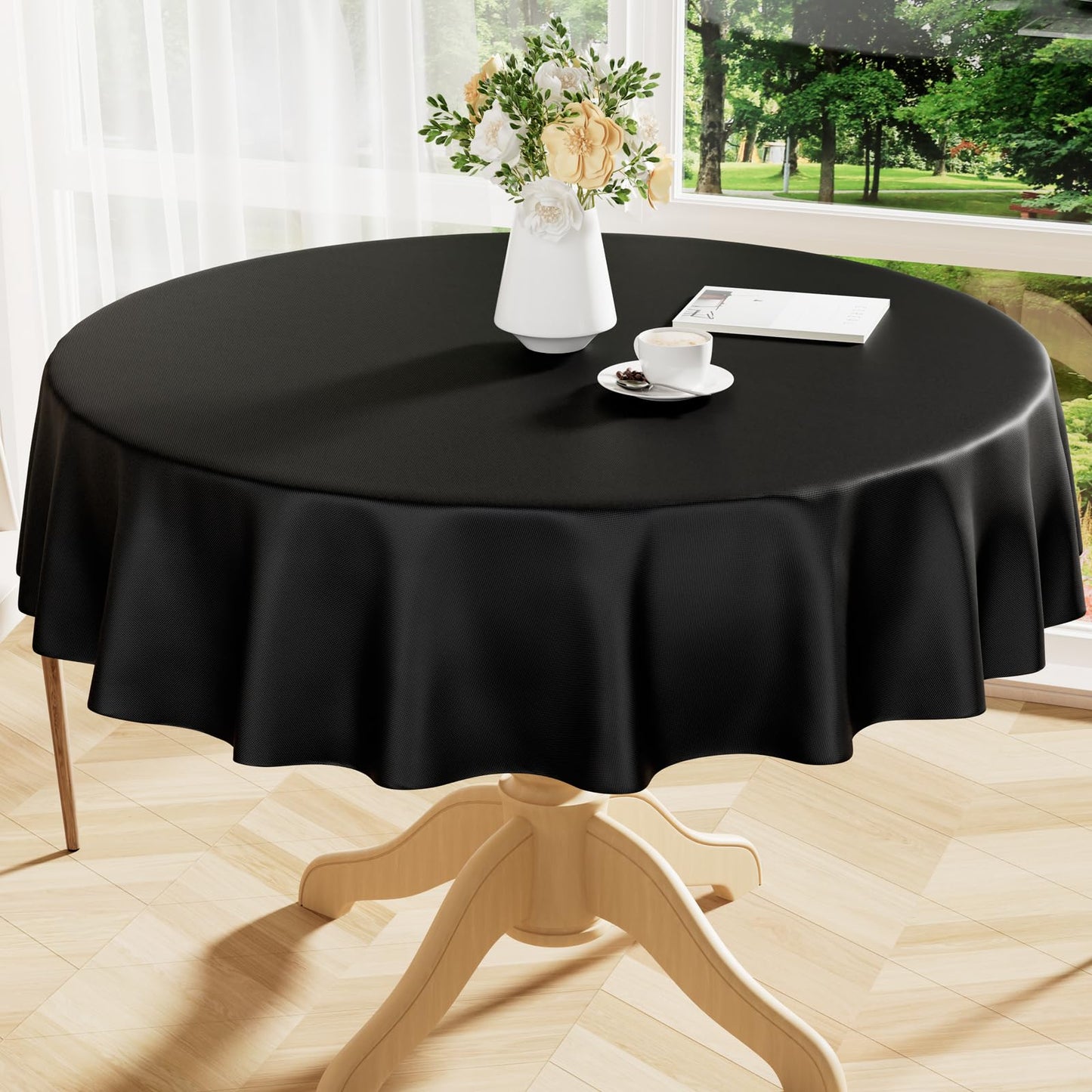 Smiry Rectangle Table Cloth 60x84 Inch, Waterproof Wipeable Vinyl Tablecloths Protector, Oil Spill Proof Plastic Table Cover for Dining, Picnic, Camping, Outdoor, Beige