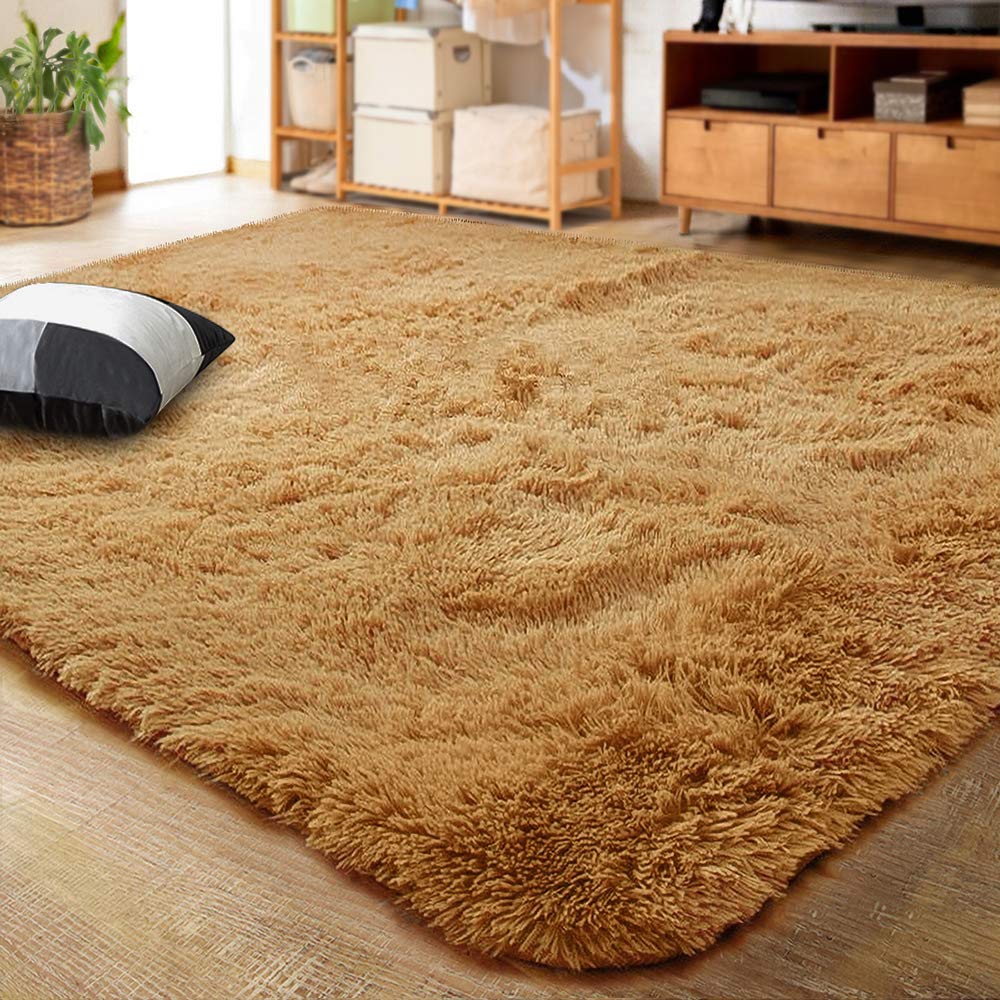 LOCHAS Area Rugs Fluffy Living Room Carpets for Kids Bedroom 6x9, Cream | Ultra Soft Indoor Modern Shaggy Rug for Dorm Nursery Boys Girls Home Decor