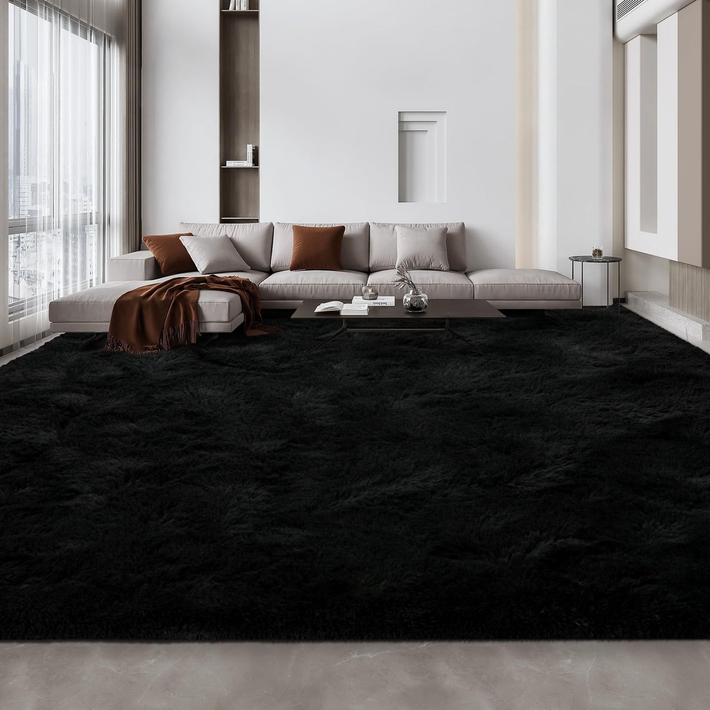 Deerhoo Large Shag Area Rugs 6 x 9, Light Grey | Tie-Dyed, Ultra Soft Plush Fuzzy,Washable, For Living Room, Bedroom, Indoor Carpet Nursery Kids Teen Home Decor