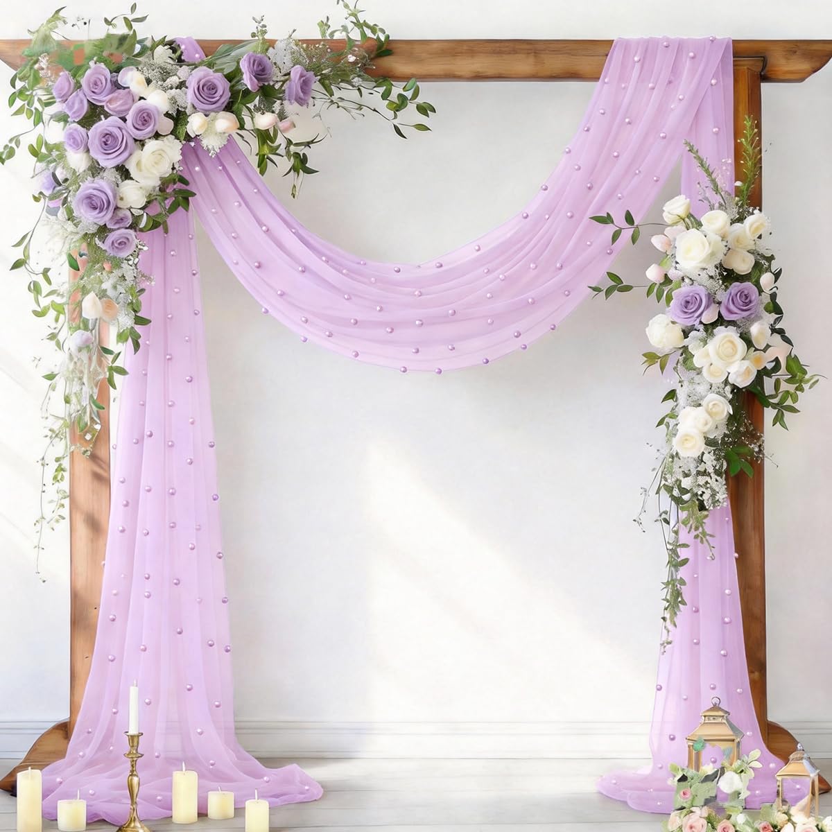 Pearl Table Runner Gauze Sheer 19FT Wedding Draping Fabric Decor | Sage Green Summer Tulle Chiffon Arch Outdoor Drapes Long Curtain for Birthday Party Baby Shower Bridal Engagement Decor