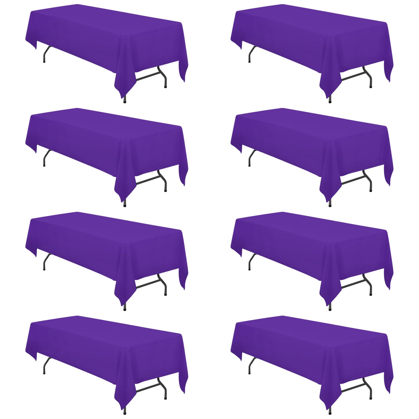 BRILLMAX 6 Pack Ivory Tablecloths 90x132 Inch for 6ft Rectangle Tables | 150 GSM Polyester Fabric, Floor Length Drop, Water, Stain & Wrinkle Resistant Cloth Cover for Wedding Reception Banquet Party