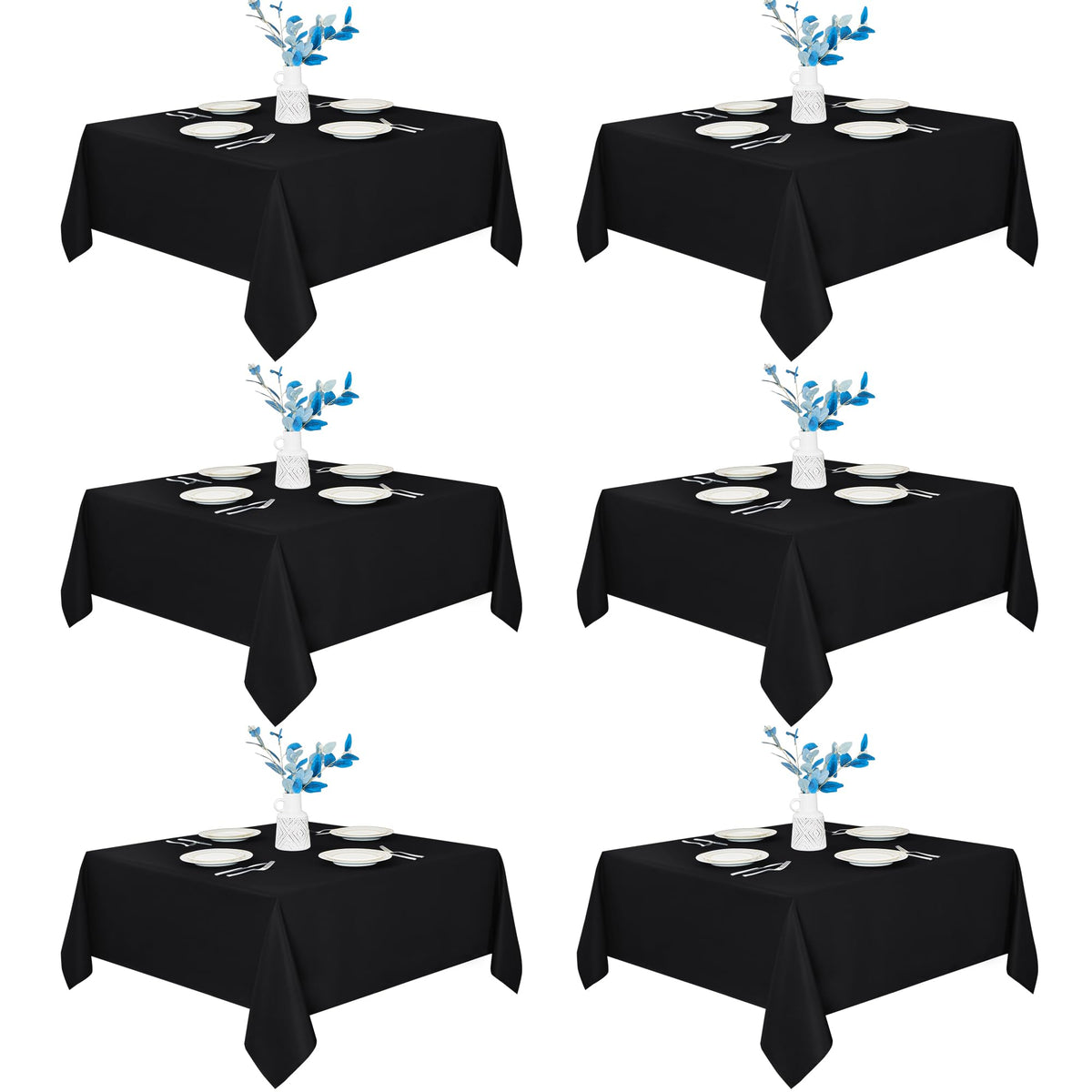 Fitable 6 Pack White Table Cloths 70x120 Inch for 6-8 Ft Rectangle Tables | Stain & Wrinkle Resistant, Washable Polyester Covers for Wedding Party Dining Banquet Event Catering Reception
