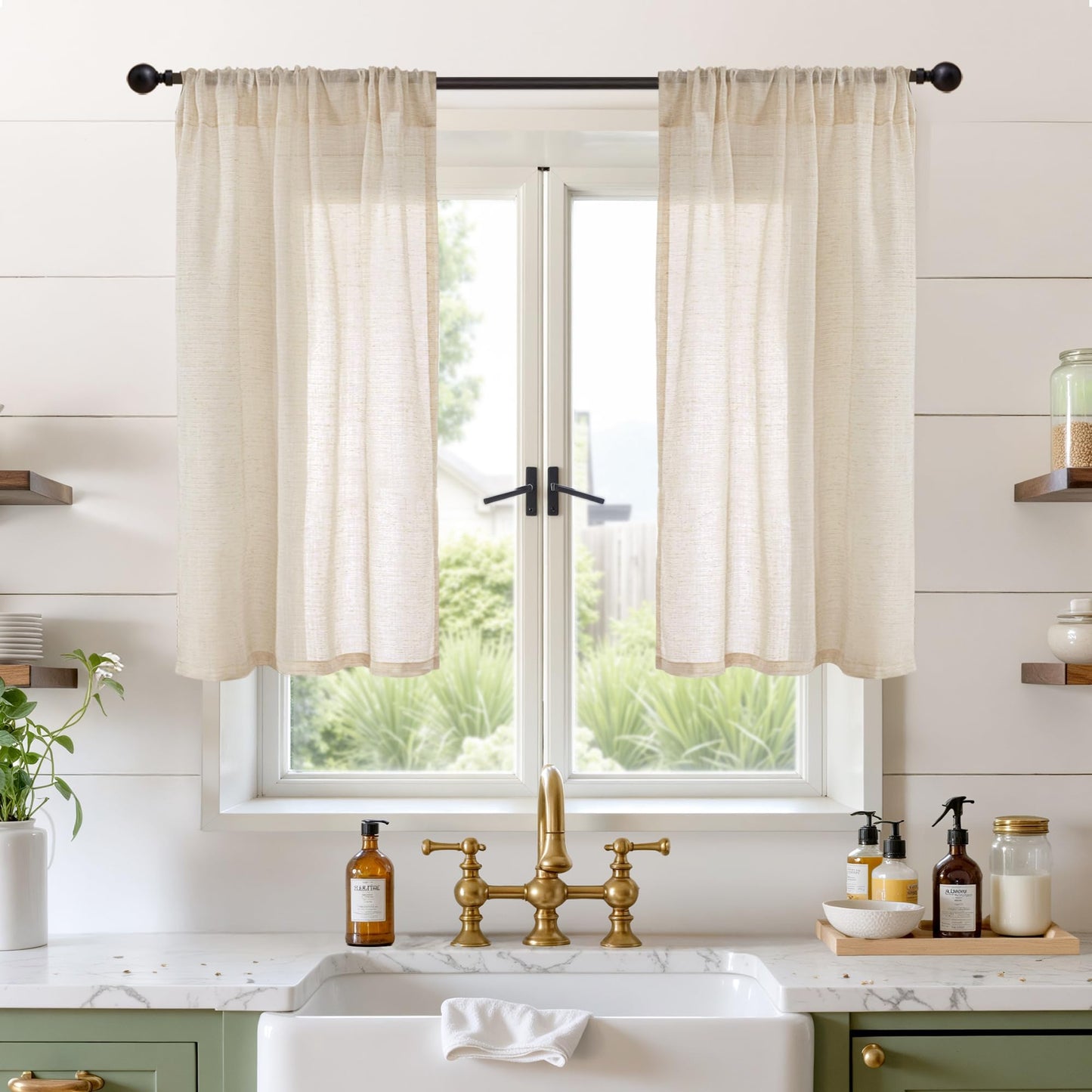 BGment Linen Sheer Curtains 84 Inches Long 2 Panels Set for Living Room | Light Filtering Drapes with Rod Pocket Lightweight Window Treatments for Bedroom, 52 X 84 Inch Length