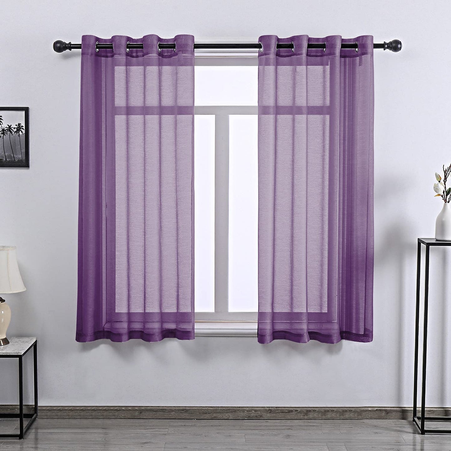 108 Inch Extra Length Sheer Curtains for Bedroom - Grommet Top Solid Luxury Soft Gauze Voile Window Panels for Patio(52 W x 108 L,Taupe,2 Pieces)
