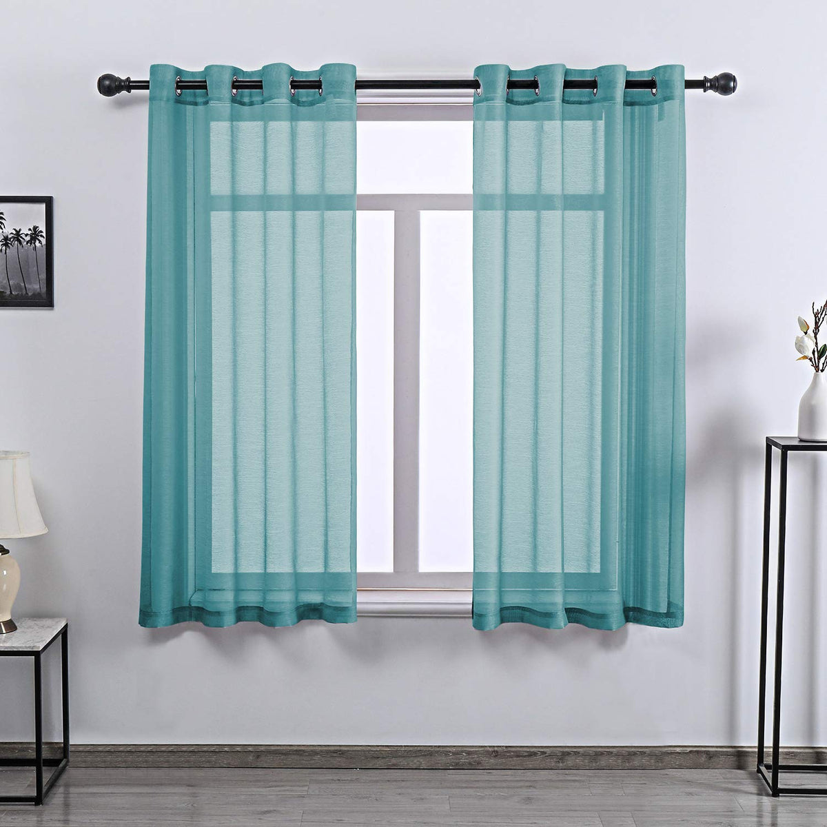 108 Inch Extra Length Sheer Curtains for Bedroom - Grommet Top Solid Luxury Soft Gauze Voile Window Panels for Patio(52 W x 108 L,Taupe,2 Pieces)