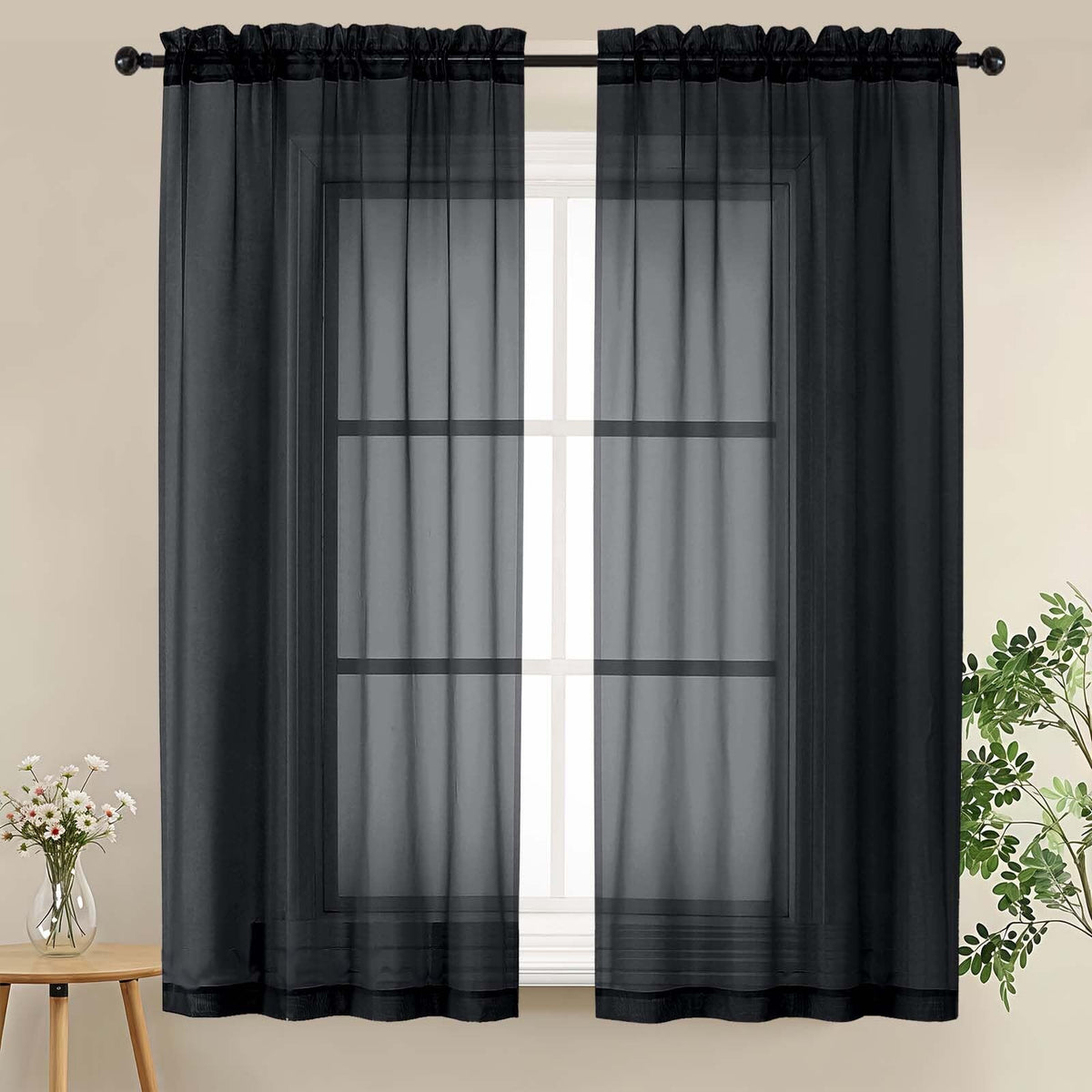 LIVEKID White Sheer Curtains 84 Inches Long 2 Panels - Light Filtering Breathable Voile Textured Sheer Curtains for Bedroom/Living Room, Rod Pocket Soft Elagant & Airy Solid Drapes, W42 x L84