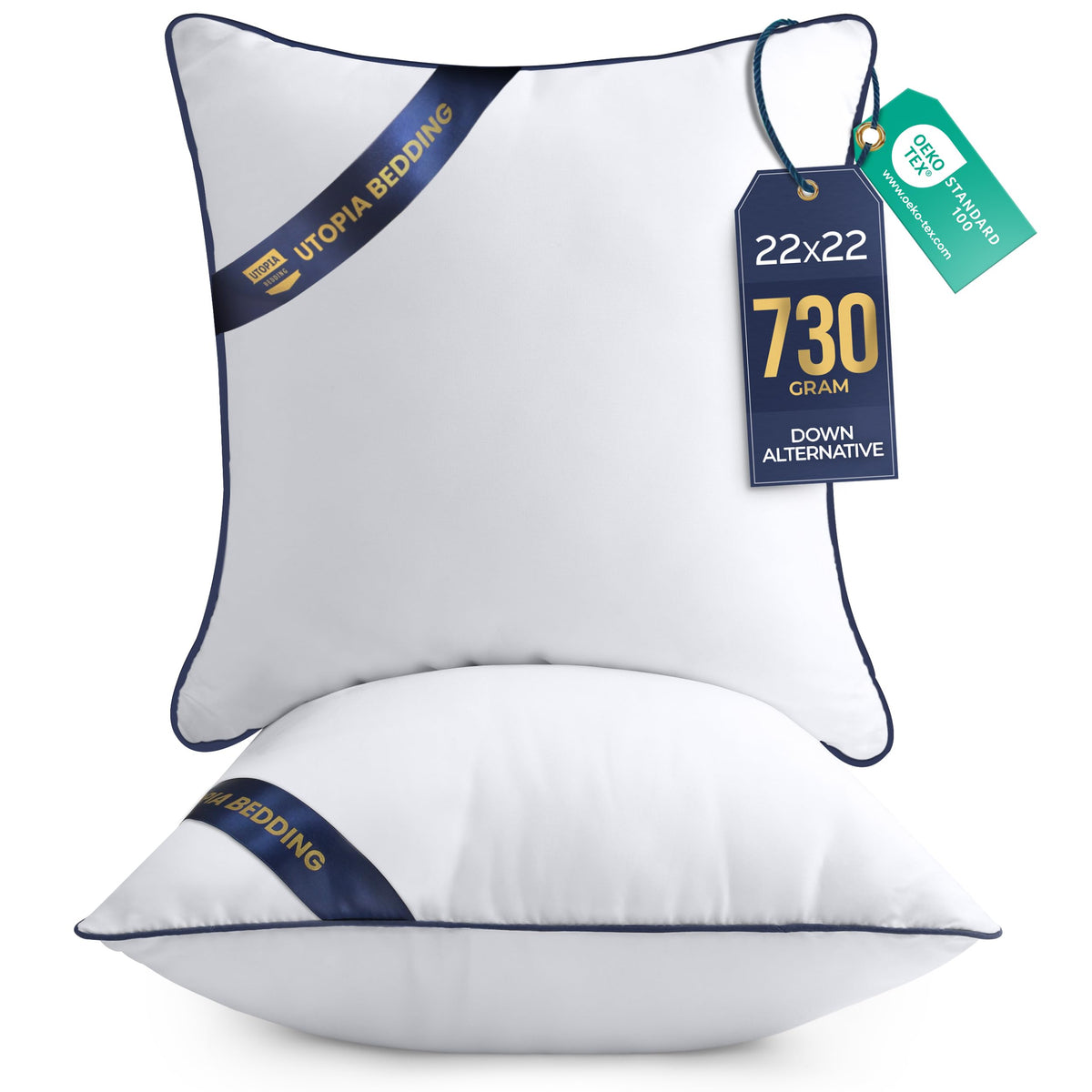 Utopia Bedding 18x18 Throw Pillow Inserts, Decorative Pillows, Pack of 4 | Piping Throw Pillows, Plush & Supportive, Aesthetic Cushion Sham Stuffer for Sofa, Office, Couch & Bed, Set of 4, White