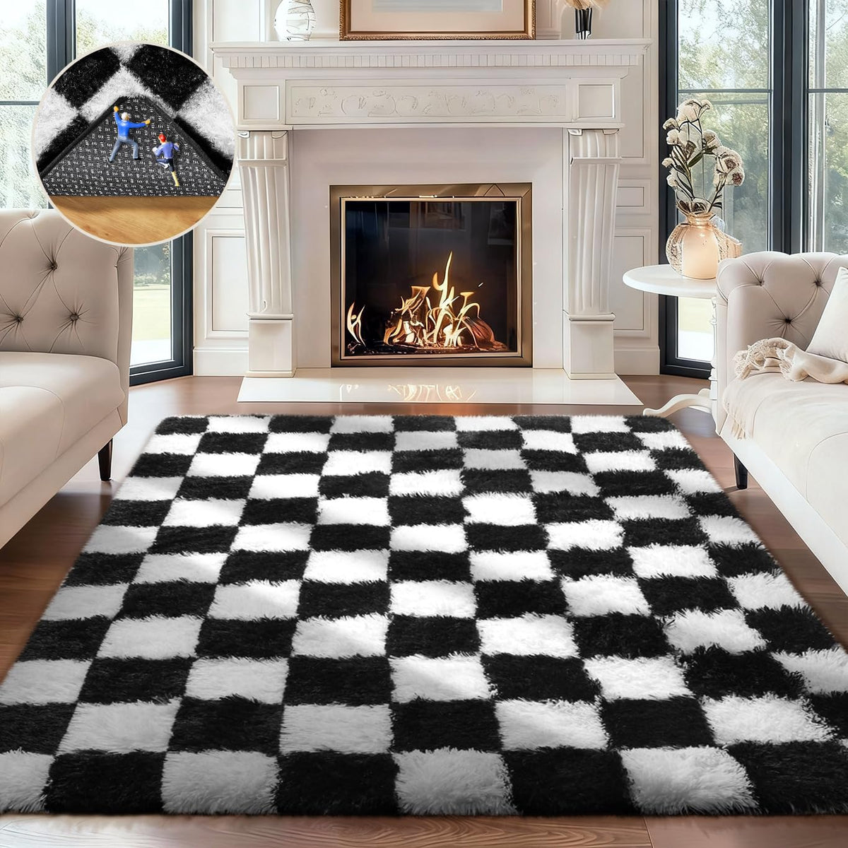 Ophanie Area Rugs for Living Room Bedroom, Washable Non-Slip Fluffy Soft Grey Shag Carpet, Indoor Floor Gray 4x6 Fuzzy Shaggy Living Room Plush Rug for Kids Home Dorm Decor Aesthetic