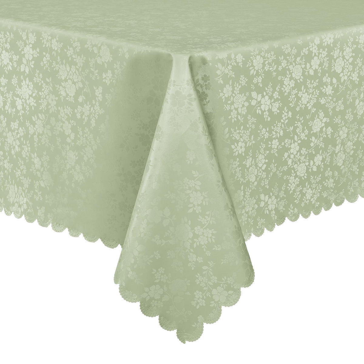 Smiry Rectangle Waterproof Heavy Duty Vinyl Tablecloths, 60 x 84 Inch | Wipeable Washable Floral Embossed Table Cover for Kitchen and Dining Room, Indoor & Outdoor Use, Beige