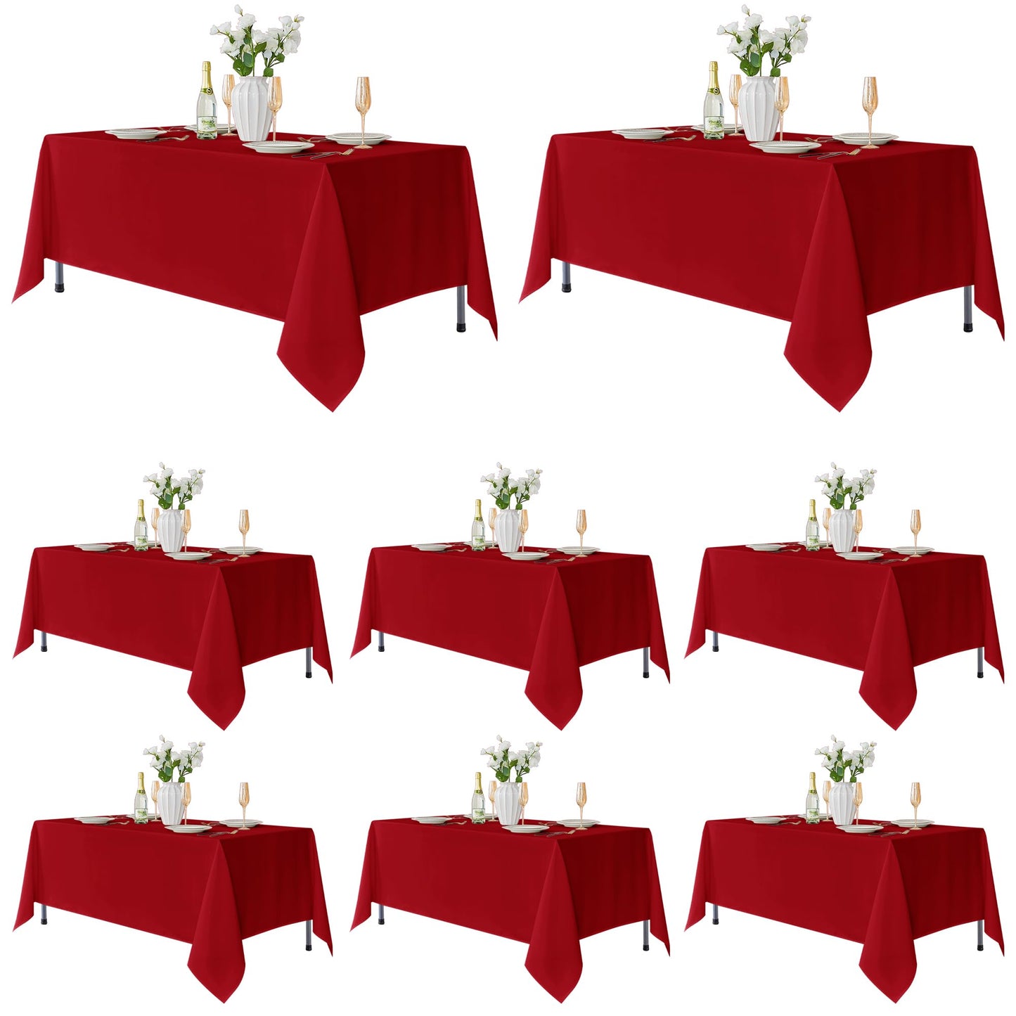 Fitable 6 Pack White Table Cloths 70x120 Inch for 6-8 Ft Rectangle Tables | Stain & Wrinkle Resistant, Washable Polyester Covers for Wedding Party Dining Banquet Event Catering Reception
