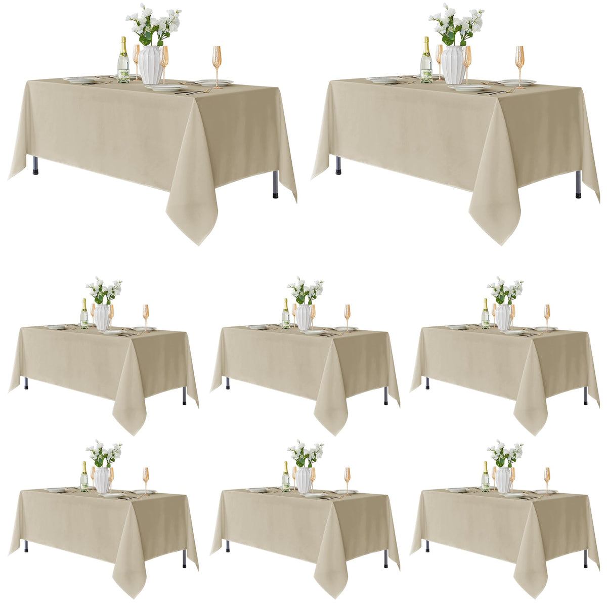 Fitable 6 Pack White Table Cloths 70x120 Inch for 6-8 Ft Rectangle Tables | Stain & Wrinkle Resistant, Washable Polyester Covers for Wedding Party Dining Banquet Event Catering Reception