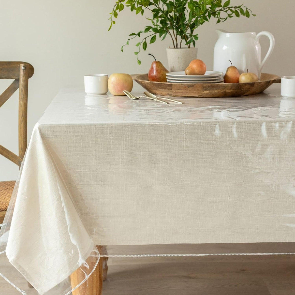 Benson Mills Heavy Duty Crystal Clear Plastic 100% Waterproof Tablecloth Protector, Vinyl PVC Table Cloth, Oil Spill Proof Wipe Clean Table Cover Tables (70" x 90" Extra Wide Rectangular/Oblong)