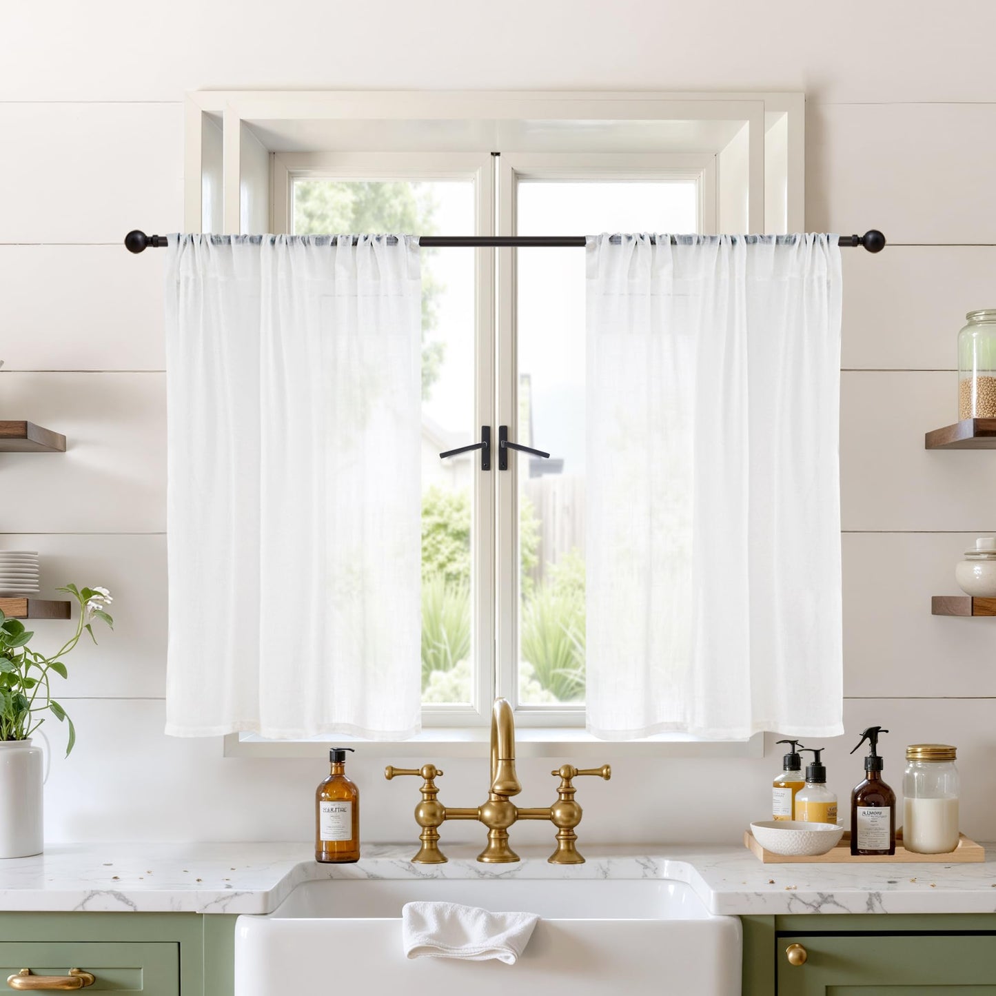 BGment Linen Sheer Curtains 84 Inches Long 2 Panels Set for Living Room | Light Filtering Drapes with Rod Pocket Lightweight Window Treatments for Bedroom, 52 X 84 Inch Length