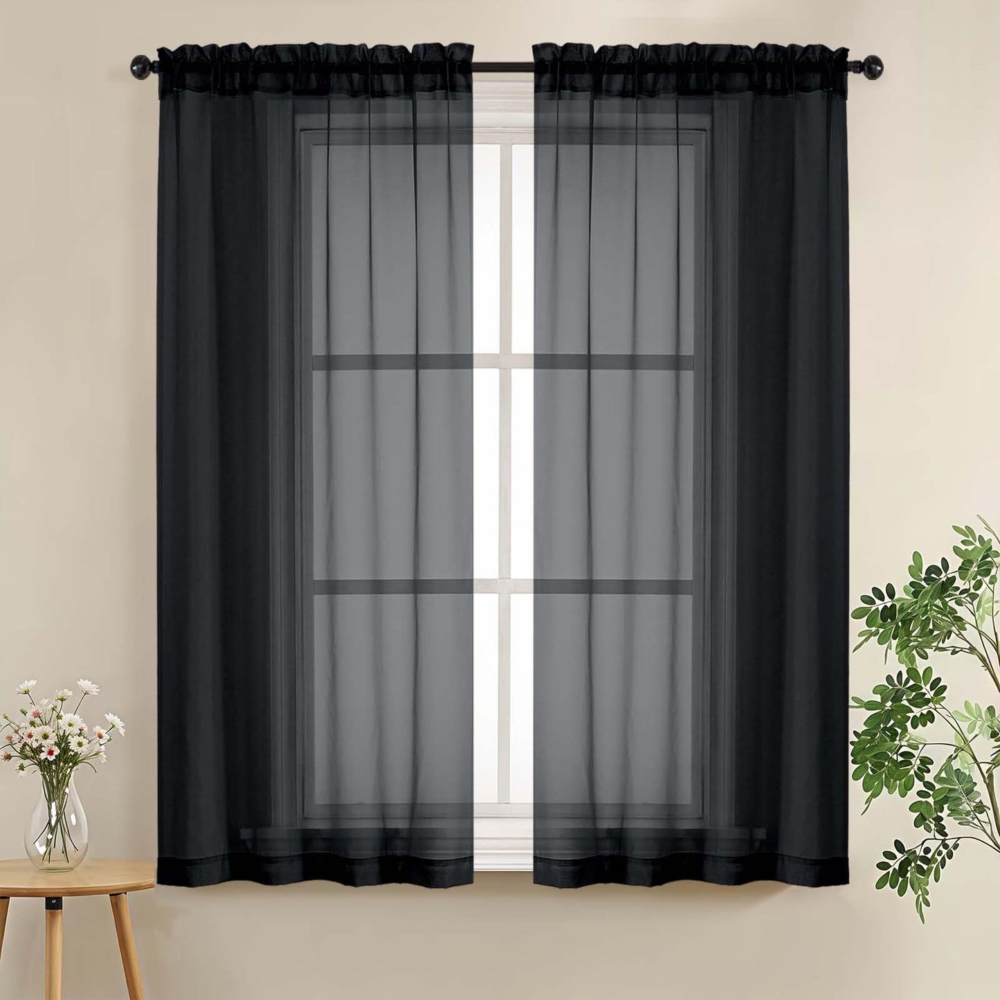 LIVEKID White Sheer Curtains 84 Inches Long 2 Panels - Light Filtering Breathable Voile Textured Sheer Curtains for Bedroom/Living Room, Rod Pocket Soft Elagant & Airy Solid Drapes, W42 x L84