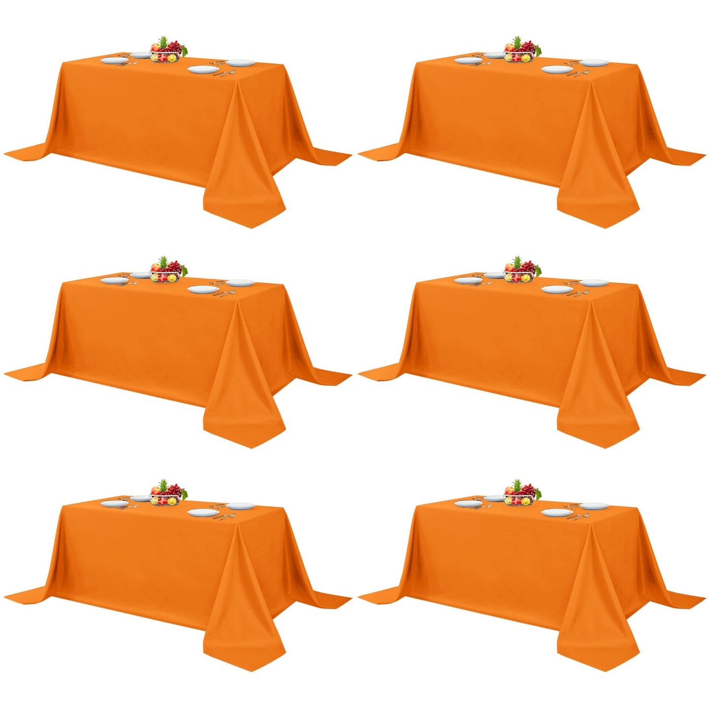 Fitable 6 Pack White Table Cloths 70x120 Inch for 6-8 Ft Rectangle Tables | Stain & Wrinkle Resistant, Washable Polyester Covers for Wedding Party Dining Banquet Event Catering Reception