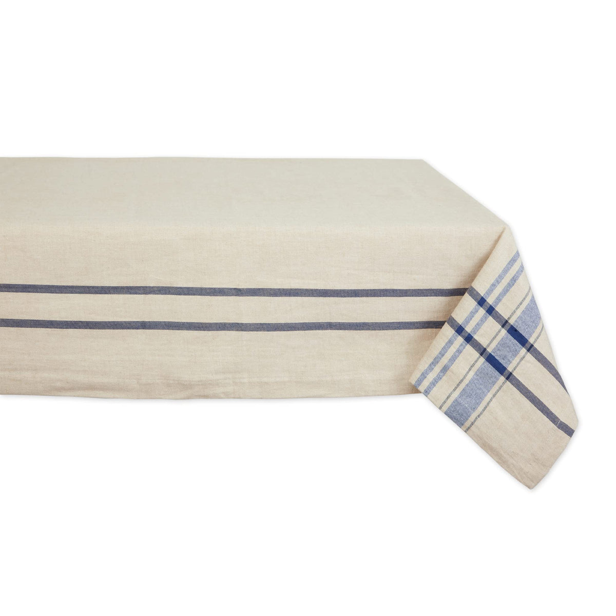 DII French Stripe Tabletop Collection Farmhouse Style Dining Table Linen Tablecloth, 60x84, Taupe/Teal