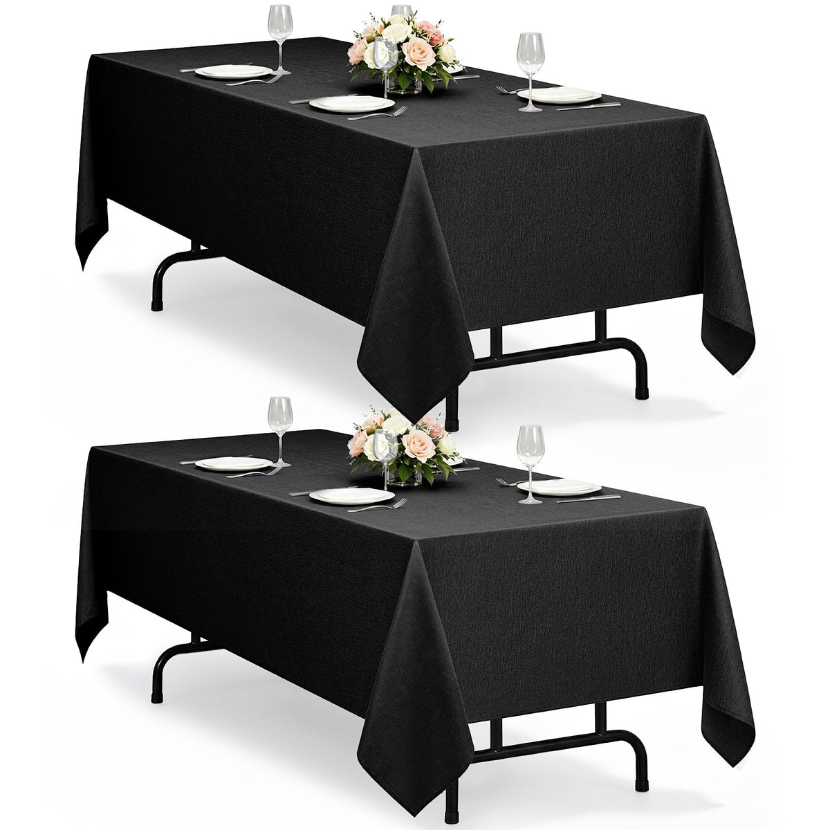 Decorelia Faux Linen Round Tablecloths 60 inch, Waterproof Decorative Washable Texture Rustic Circle Table Cloth Cover for Dining Kitchen Party Farmhouse Outdoor(Round (2-4 Seats),Sage Green)