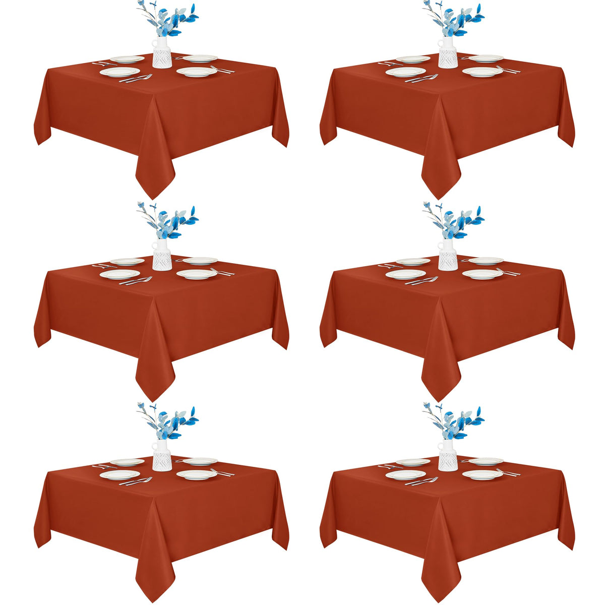 Fitable 6 Pack White Table Cloths 70x120 Inch for 6-8 Ft Rectangle Tables | Stain & Wrinkle Resistant, Washable Polyester Covers for Wedding Party Dining Banquet Event Catering Reception