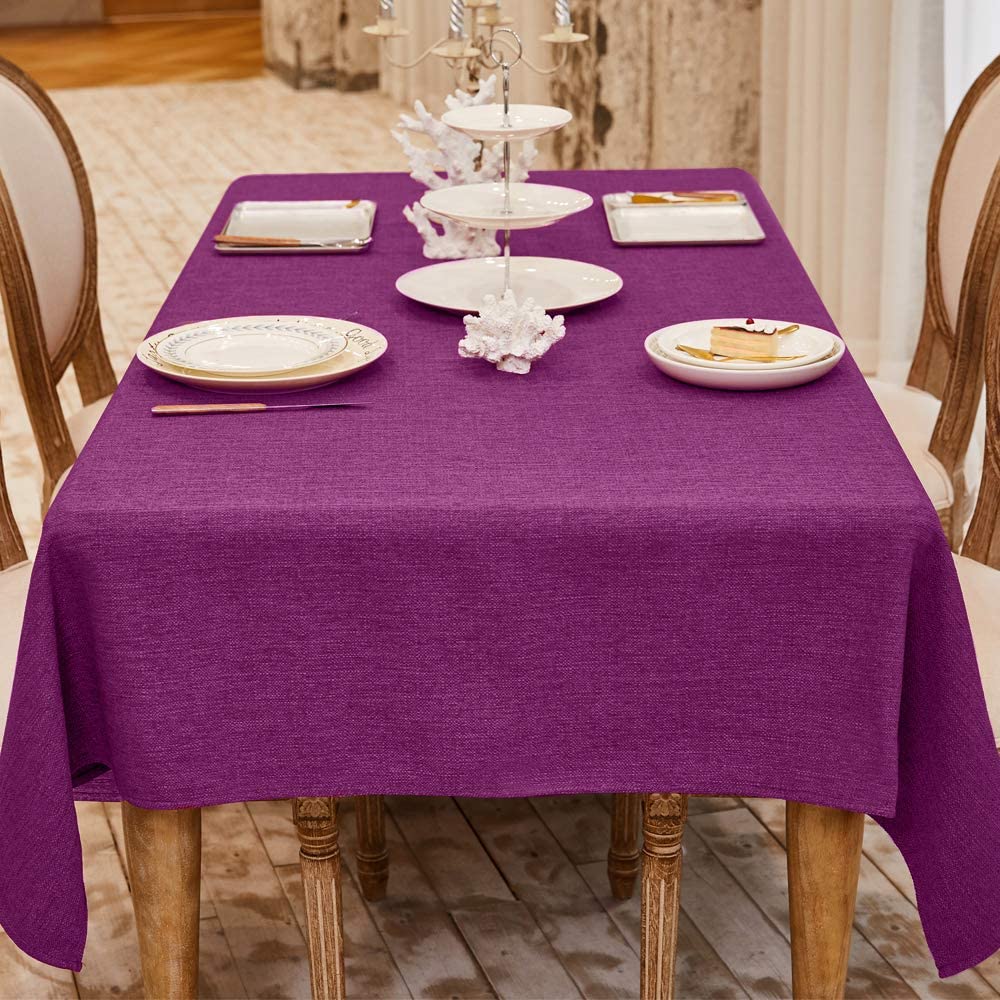 BALCONY & FALCON Rectangle Table Cloth Waterproof Beige 156"x90" | Rectangular Washable Wrinkle Resistant Table Cloth Linen Fabric Tablecloths for Dining Party Kitchen Wedding and Outdoor Use