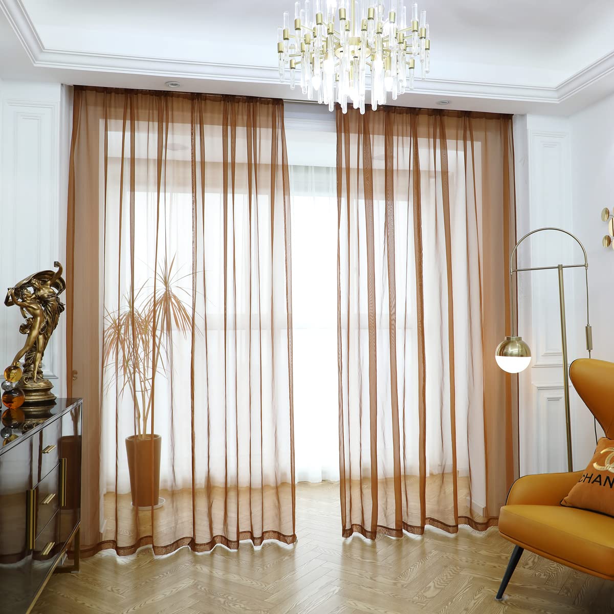 PHILEASY Window Sheer Curtains 84 Inches Long 2 Panels White Sheer Curtain Clear Transparent Basic Rod Pocket Panel 15 Colors 10 Size for Bedroom Living Room Yard Kitchen