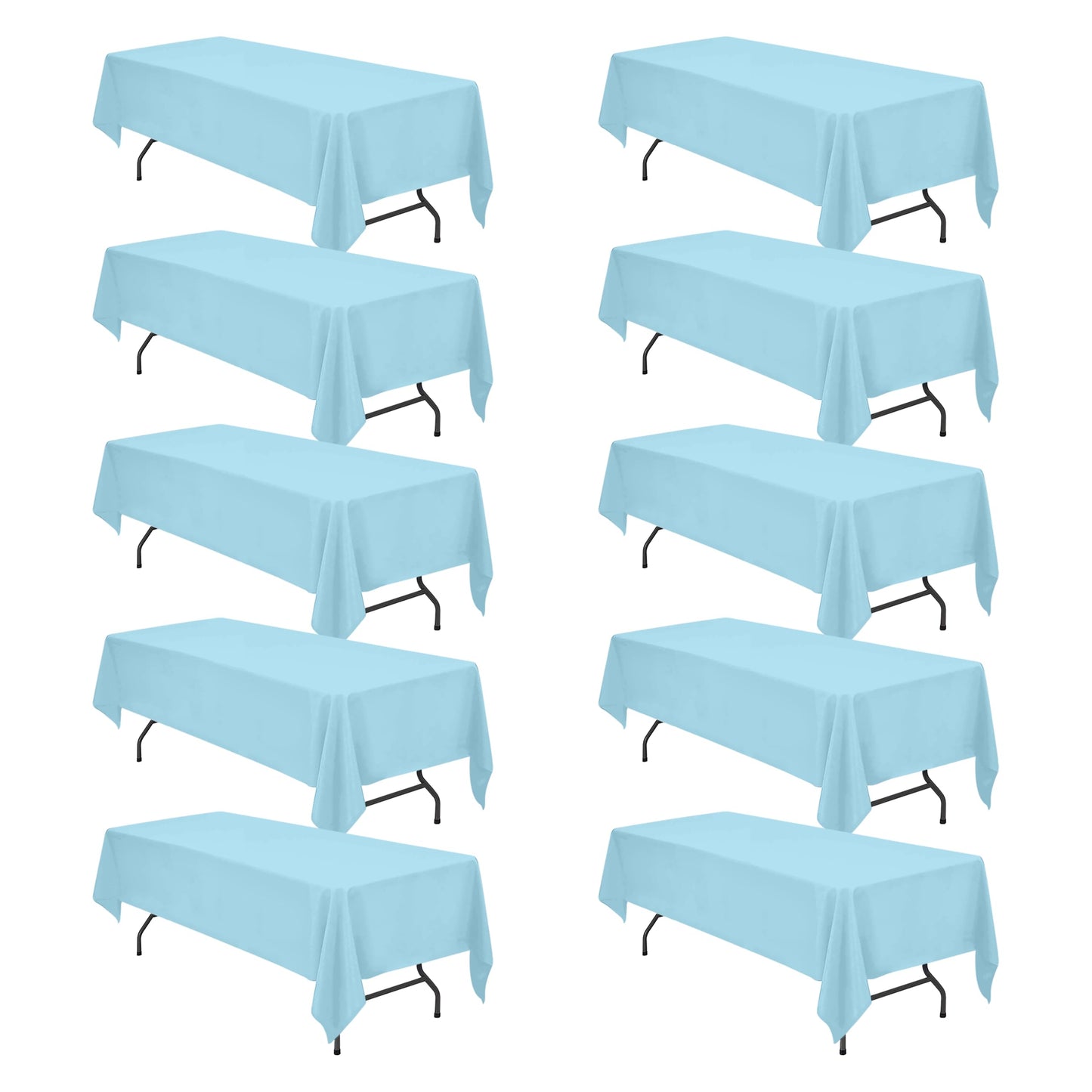 BRILLMAX 6 Pack Ivory Tablecloths 90x132 Inch for 6ft Rectangle Tables | 150 GSM Polyester Fabric, Floor Length Drop, Water, Stain & Wrinkle Resistant Cloth Cover for Wedding Reception Banquet Party