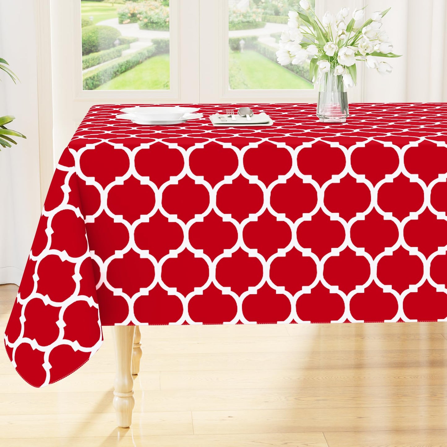 Smiry Rectangle Table Cloth, Flannel Backed Vinyl Tablecloth, 60"x84" | Waterproof Plastic Tablecloths, Wipeable Table Cover for Dining, Indoor and Outdoor (Grey)