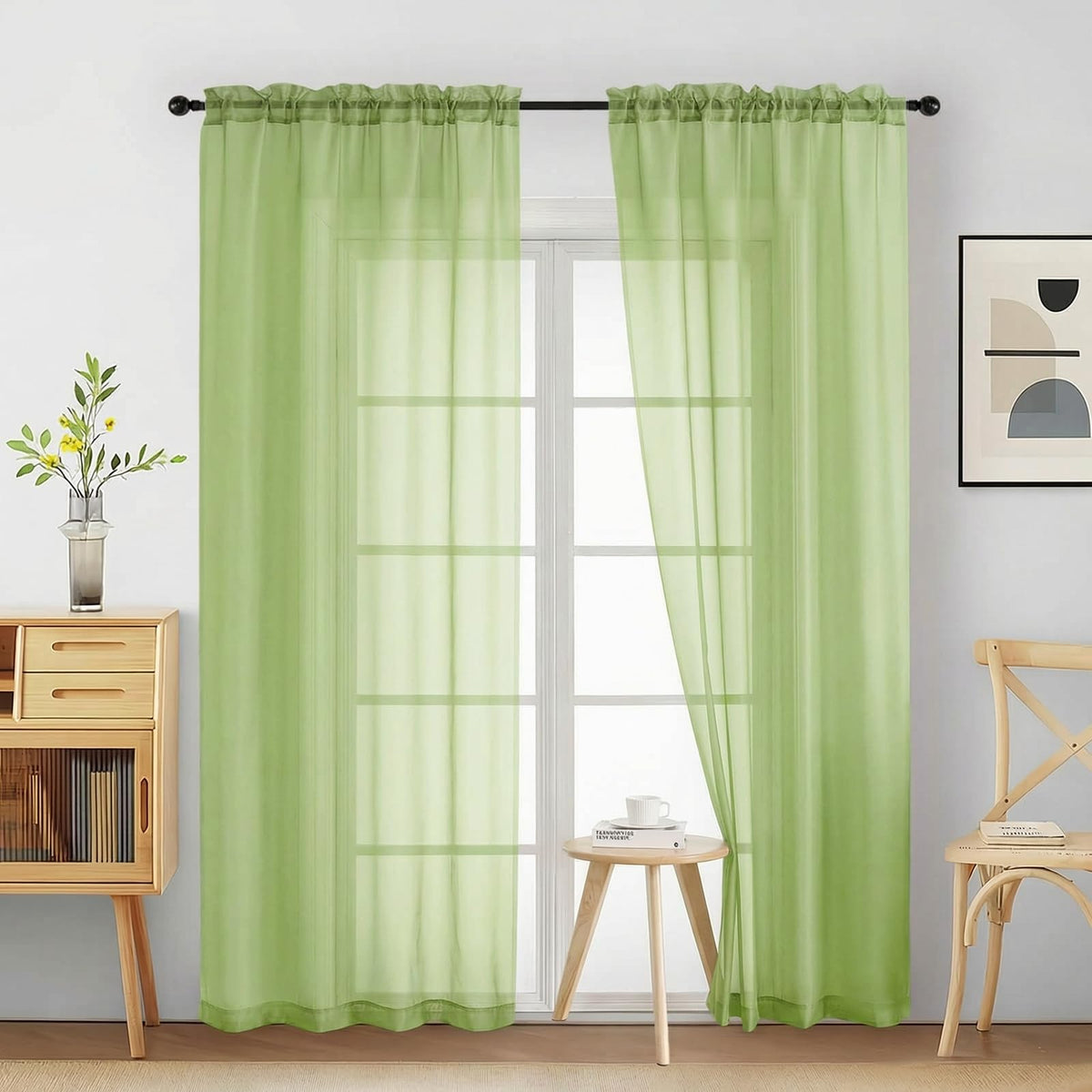 Purple Window Sheer Curtains 54 inch Length, Soft Airy Light Filtering Sheer Curtain 2 Panels Set, Dual Rod Pocket Gauze Purple Drapes for Living Room Bedroom, 2x42Wx54L Inches