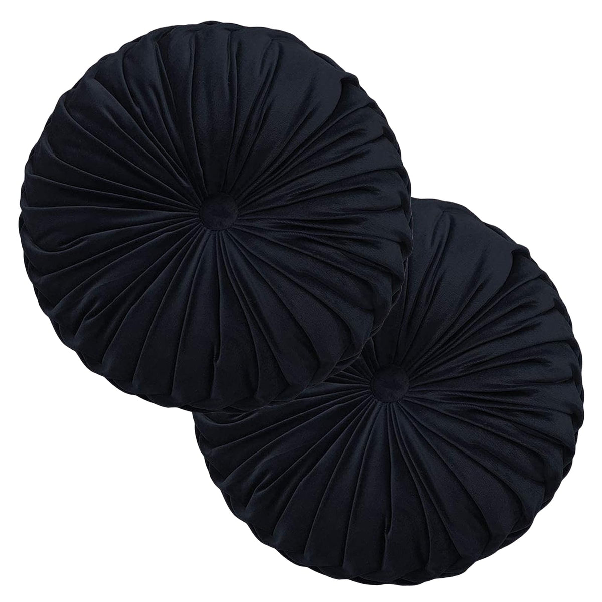 Teieas Round Throw Pillow Velvet Home Decoration Pleated Round Pillow Cushion for Couch Chair Bed Car Orange