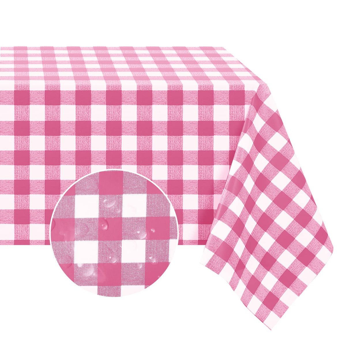 Romanstile Rectangle Vinyl Tablecloth, 100% Waterproof Buffalo Gingham Plastic Table Cloth, Heavy Duty Wipeable Checkered Table Covers for Outdoor, Camping, Picnic, Patio - 54 x 78, Light Blue
