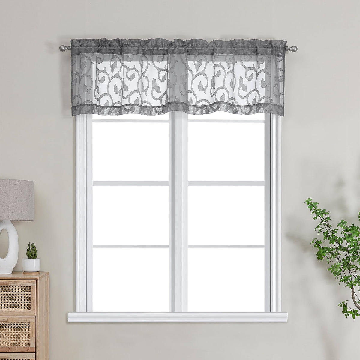 Furman Ivory Sheer Curtains 84 inches Long for Bedroom Living Room 2 Panels Set, Jacquard Clip Light Filtering Semi Sheer Curtain Rod Pocket Window Drapes, 2 Pcs Each 40 W 84 L