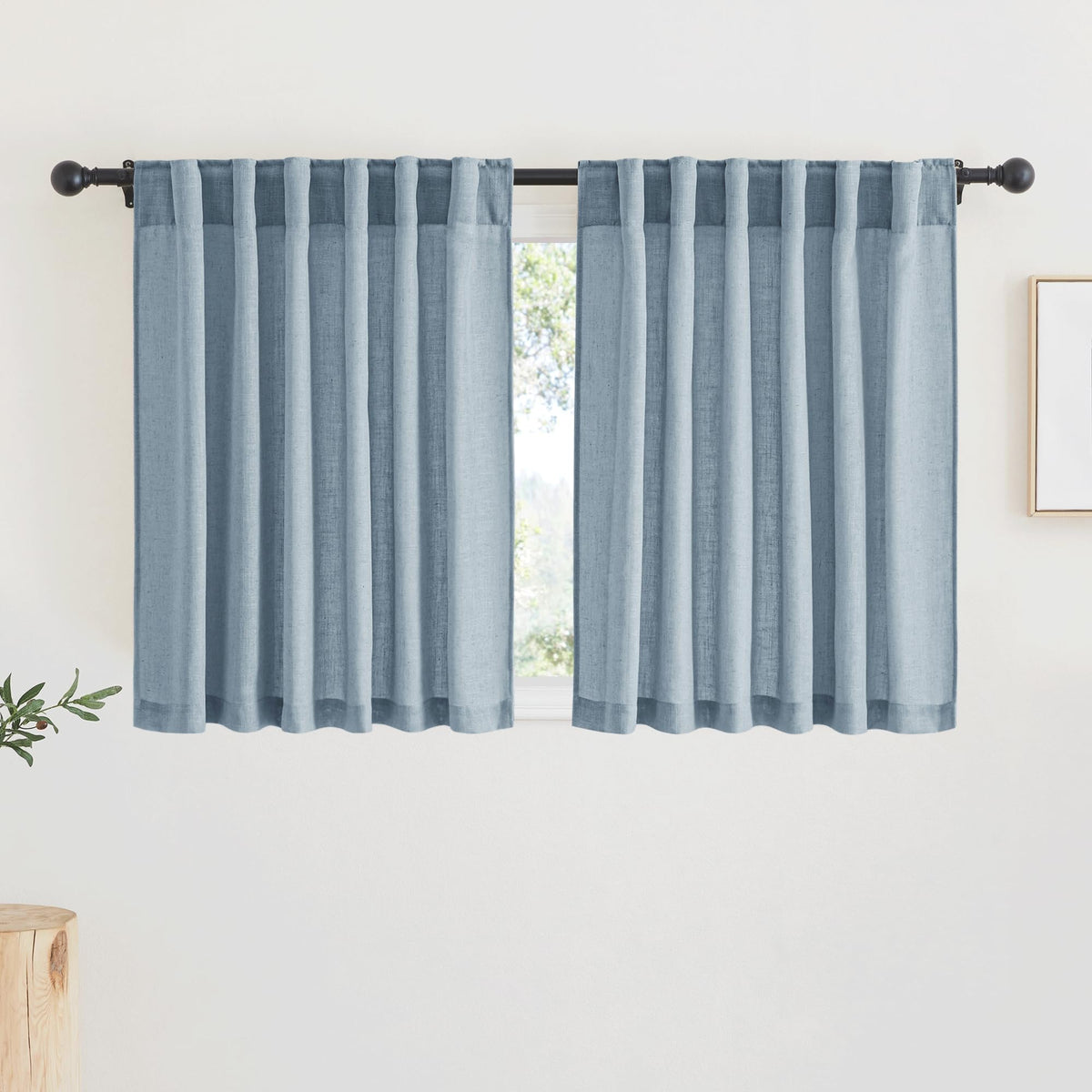 RYB HOME White Sheer Curtains for Living Room Patio Glass Door, W52 x L95 | Linen Texture, Light Filtering Privacy, Airy Translucent, Back Tab, Bedroom Office Balcony, W52 x L95, 2 Panels