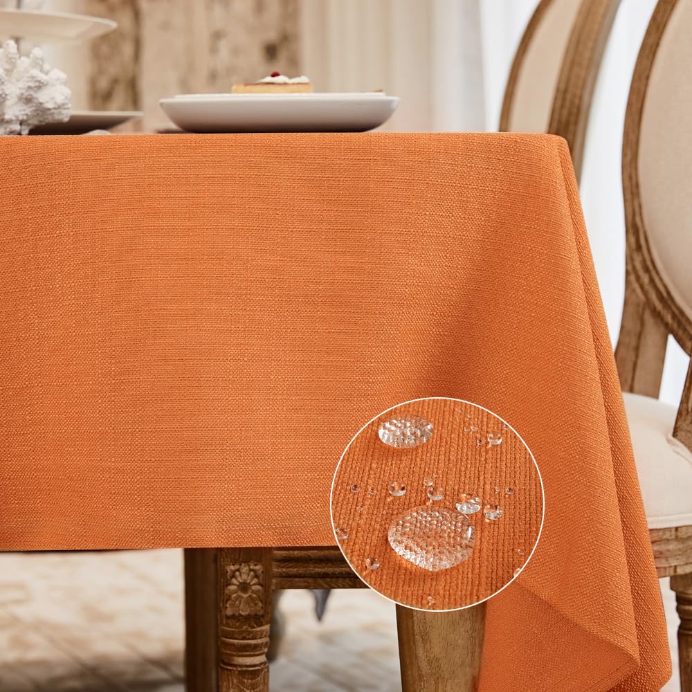 BALCONY & FALCON Rectangle Table Cloth Waterproof Beige 156"x90" | Rectangular Washable Wrinkle Resistant Table Cloth Linen Fabric Tablecloths for Dining Party Kitchen Wedding and Outdoor Use