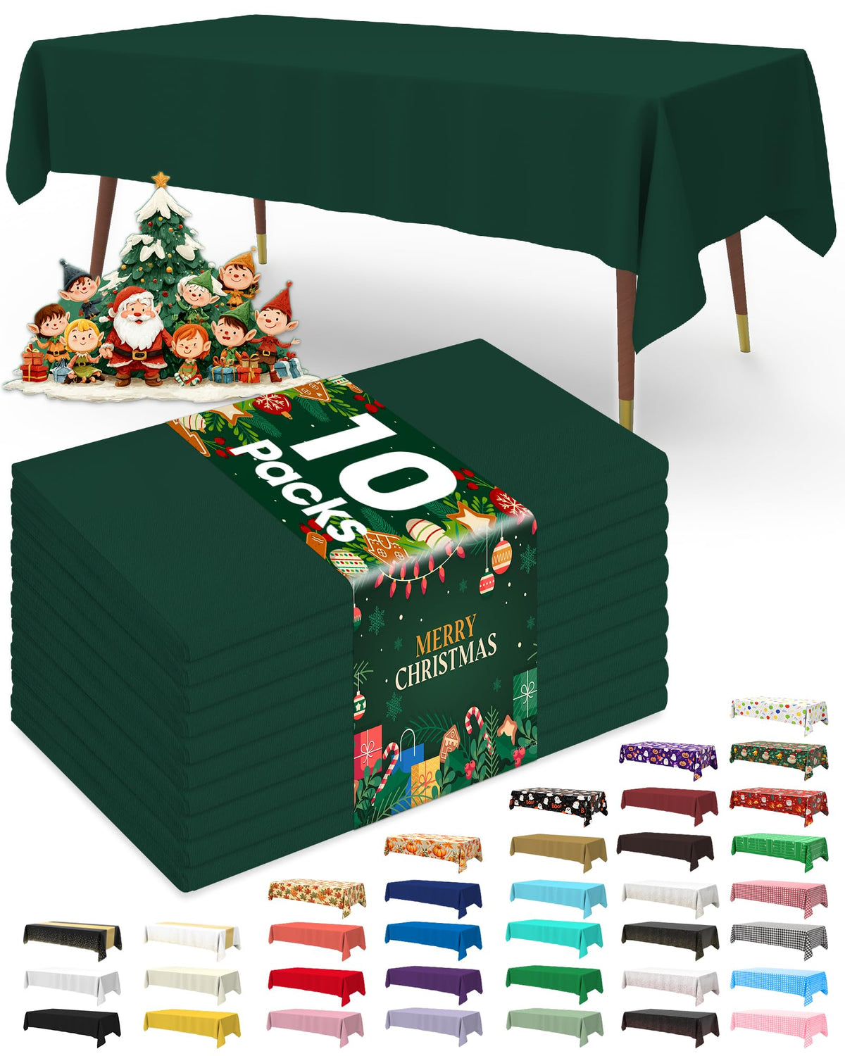 Pureegg Plastic Table Cloth 10 Pack, 54 x 108 Inch Disposable Table Cloths for Party, Picnic and Wedding, Rectangle, White | Picnic, Wedding, Party Supplies, Leakproof & Sturdy, Tablecloth, Table Cover