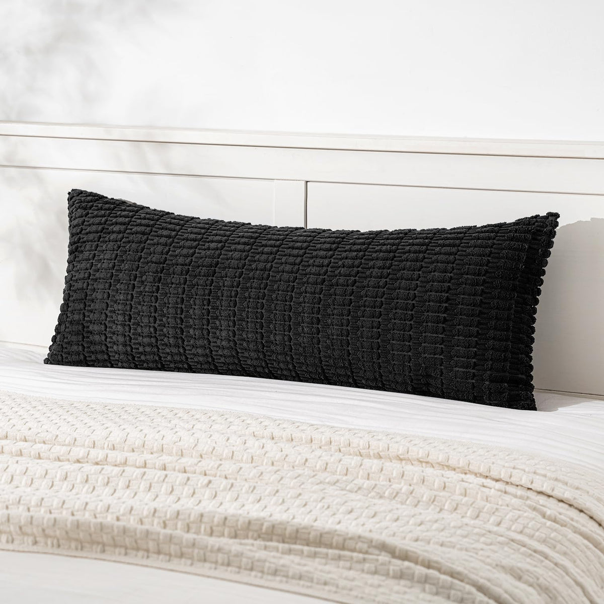 MIULEE Corduroy Decorative Throw Pillow Covers 18x18 Cream White Pack of 2 | Soft Boho Striped Pillow Covers Modern Farmhouse Home Decor For Sofa Living Room Couch Bed