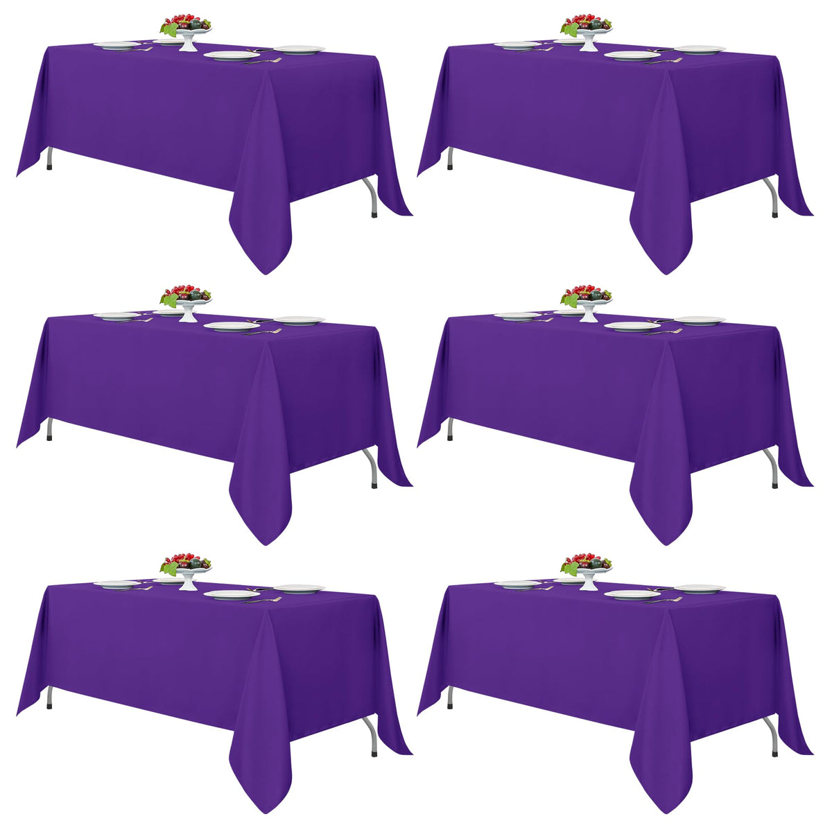 Fitable 6 Pack White Table Cloths 70x120 Inch for 6-8 Ft Rectangle Tables | Stain & Wrinkle Resistant, Washable Polyester Covers for Wedding Party Dining Banquet Event Catering Reception