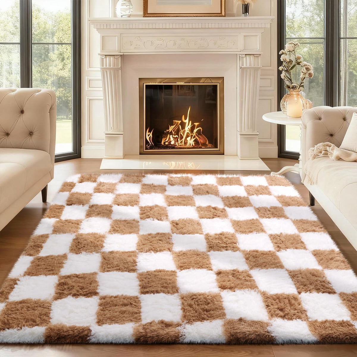 Ophanie Area Rugs for Living Room Bedroom, Washable Non-Slip Fluffy Soft Grey Shag Carpet, Indoor Floor Gray 4x6 Fuzzy Shaggy Living Room Plush Rug for Kids Home Dorm Decor Aesthetic