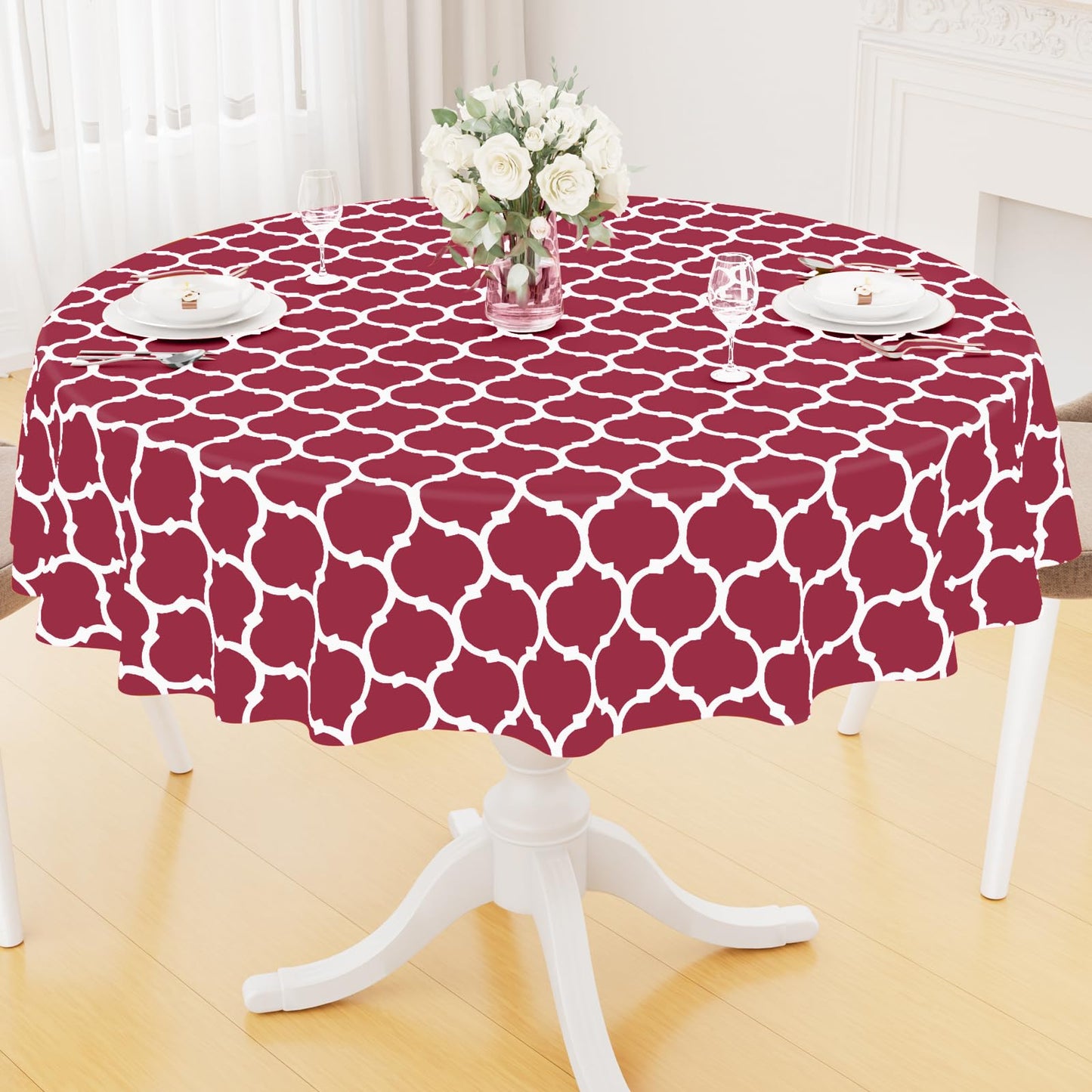 Smiry Rectangle Table Cloth, Flannel Backed Vinyl Tablecloth, 60"x84" | Waterproof Plastic Tablecloths, Wipeable Table Cover for Dining, Indoor and Outdoor (Grey)