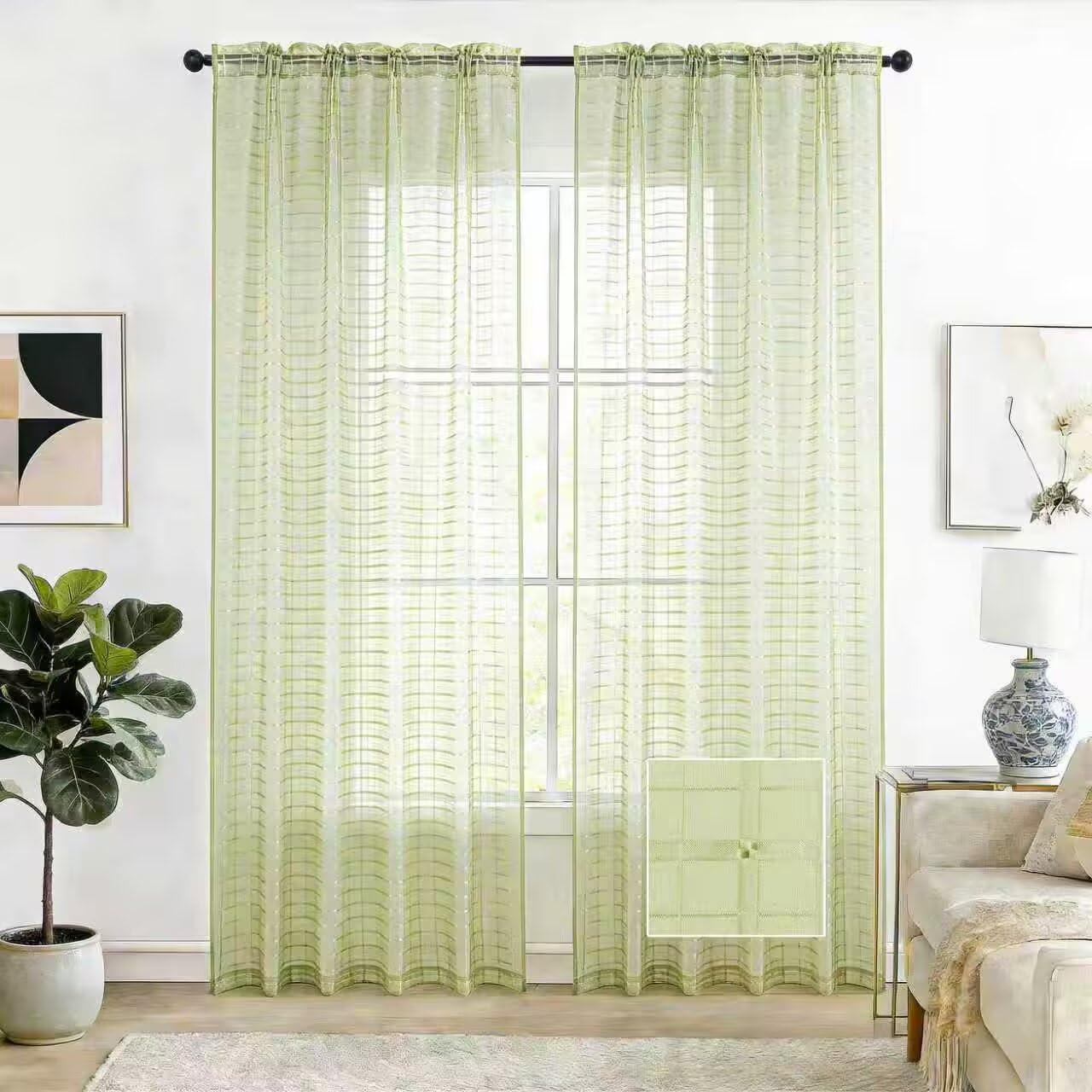 SpaceDresser Basic Rod Pocket Sheer Voile Window Curtain Panels White 1 Pair 2 Panels 52 Width 84 Inch Long for Kitchen Bedroom Children Living Room Yard(White,52 W x 84 L)