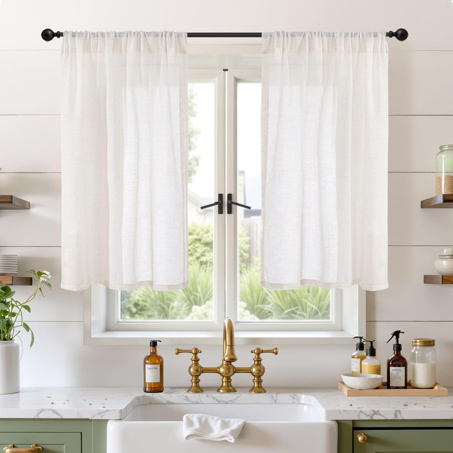 BGment Linen Sheer Curtains 84 Inches Long 2 Panels Set for Living Room | Light Filtering Drapes with Rod Pocket Lightweight Window Treatments for Bedroom, 52 X 84 Inch Length