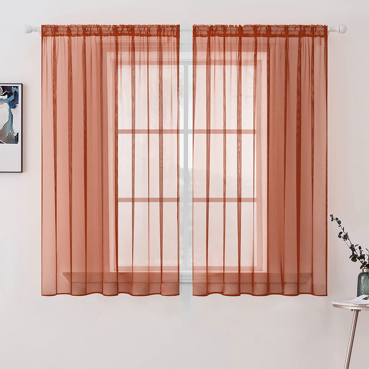 MIULEE 2 Panels White Sheer Curtains for Living Room 54 X 84 Inches | Window, Solid Color, Elegant Window Voile Panels, Bedroom, Living Room, Drapes, Treatment