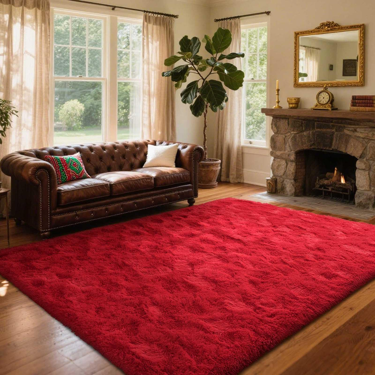 6x9 Ft Large Shag Rugs for Living Room Decor, Tie-Dyed Ultra Soft Fluffy Furry Area Rugs for Bedroom Indoor Floor, Aesthetic Carpet for Kids Home (Dark Grey)