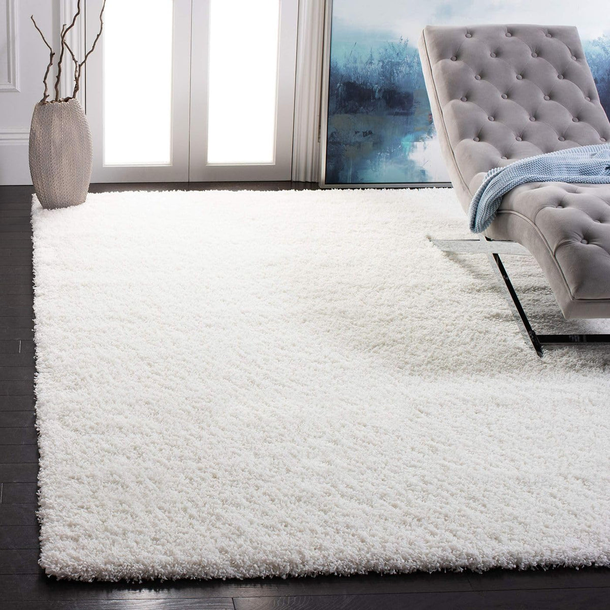SAFAVIEH California Shag Collection Area Rug - 8' x 10', Ivory, Non-Shedding & Easy to Clean, Ultra Plush Thick Pile, Ideal for Living Room, Bedroom, Dining Space (SG151-1212)