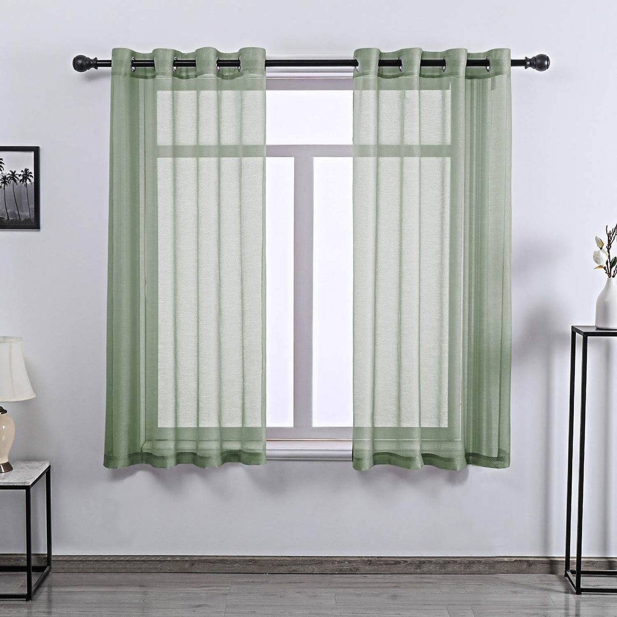 108 Inch Extra Length Sheer Curtains for Bedroom - Grommet Top Solid Luxury Soft Gauze Voile Window Panels for Patio(52 W x 108 L,Taupe,2 Pieces)