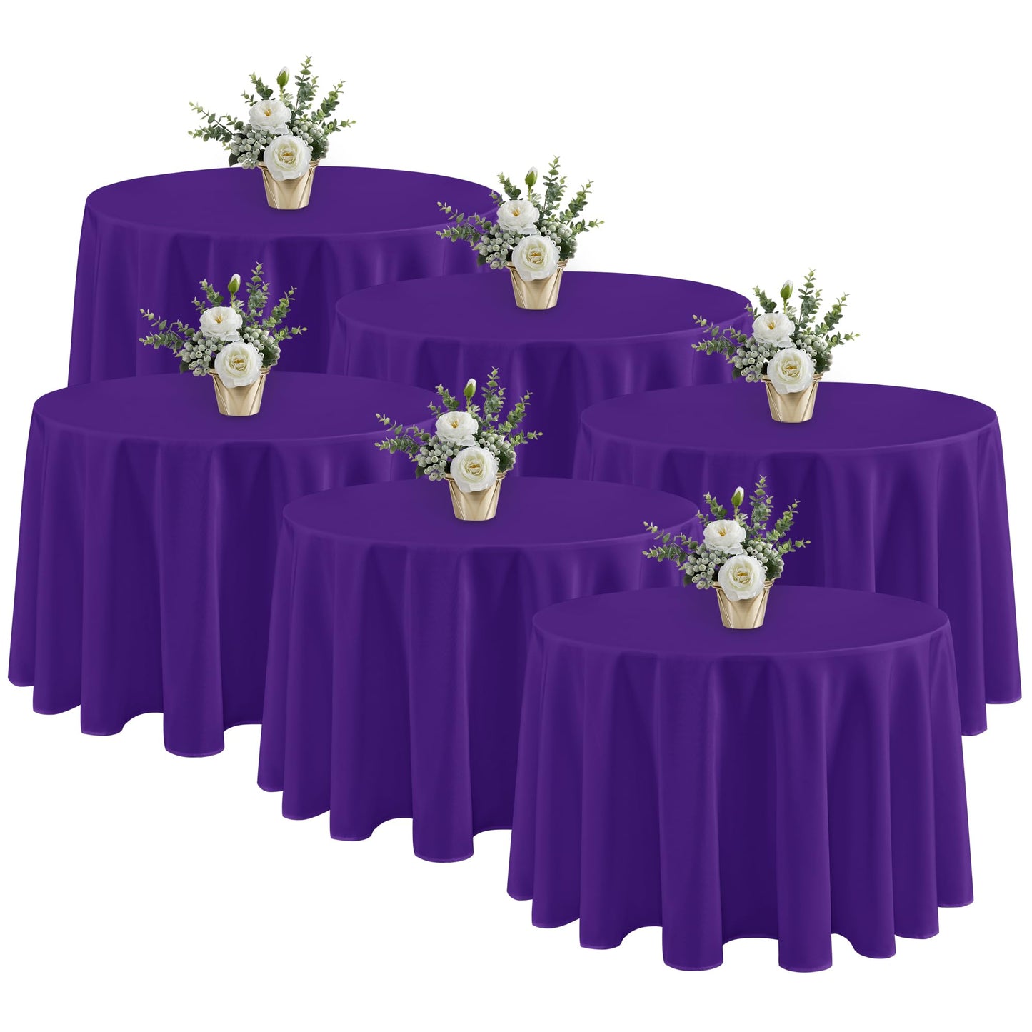 Fitable 6 Pack White Table Cloths 70x120 Inch for 6-8 Ft Rectangle Tables | Stain & Wrinkle Resistant, Washable Polyester Covers for Wedding Party Dining Banquet Event Catering Reception