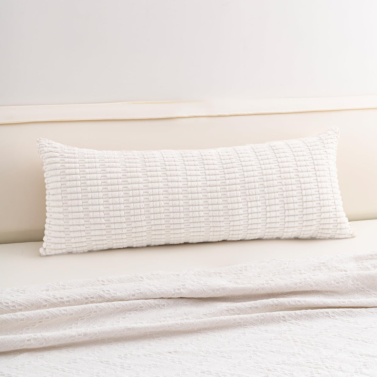 Pack of 2 Corduroy Decorative Throw Pillow Covers 18x18 Inch, Cream White | Fall Soft Striped Pillow Covers Modern Farmhouse Home Decor Christmas Throw Pillow Covers for Sofa Living Room Couch Bed ﻿