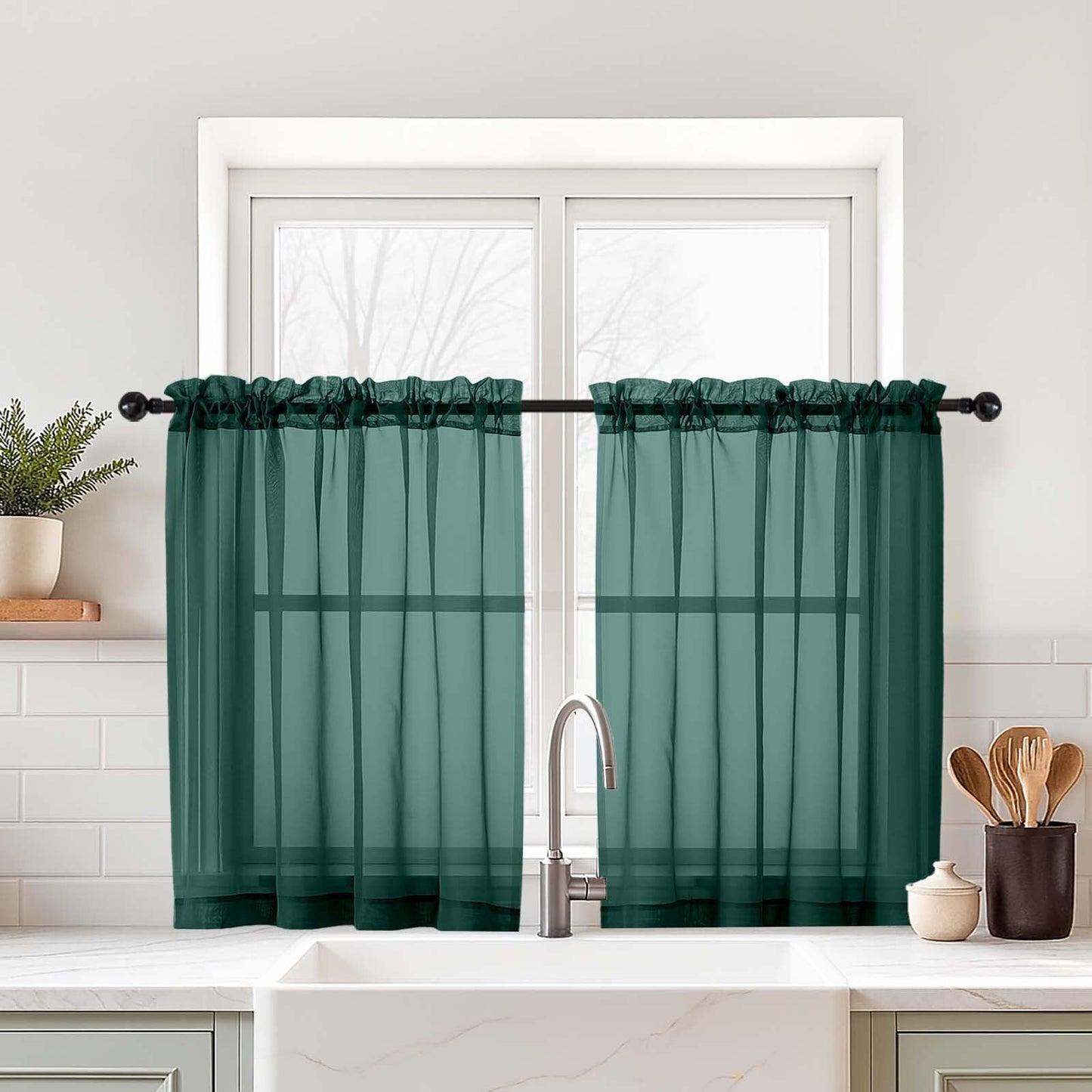 Purple Window Sheer Curtains 54 inch Length, Soft Airy Light Filtering Sheer Curtain 2 Panels Set, Dual Rod Pocket Gauze Purple Drapes for Living Room Bedroom, 2x42Wx54L Inches