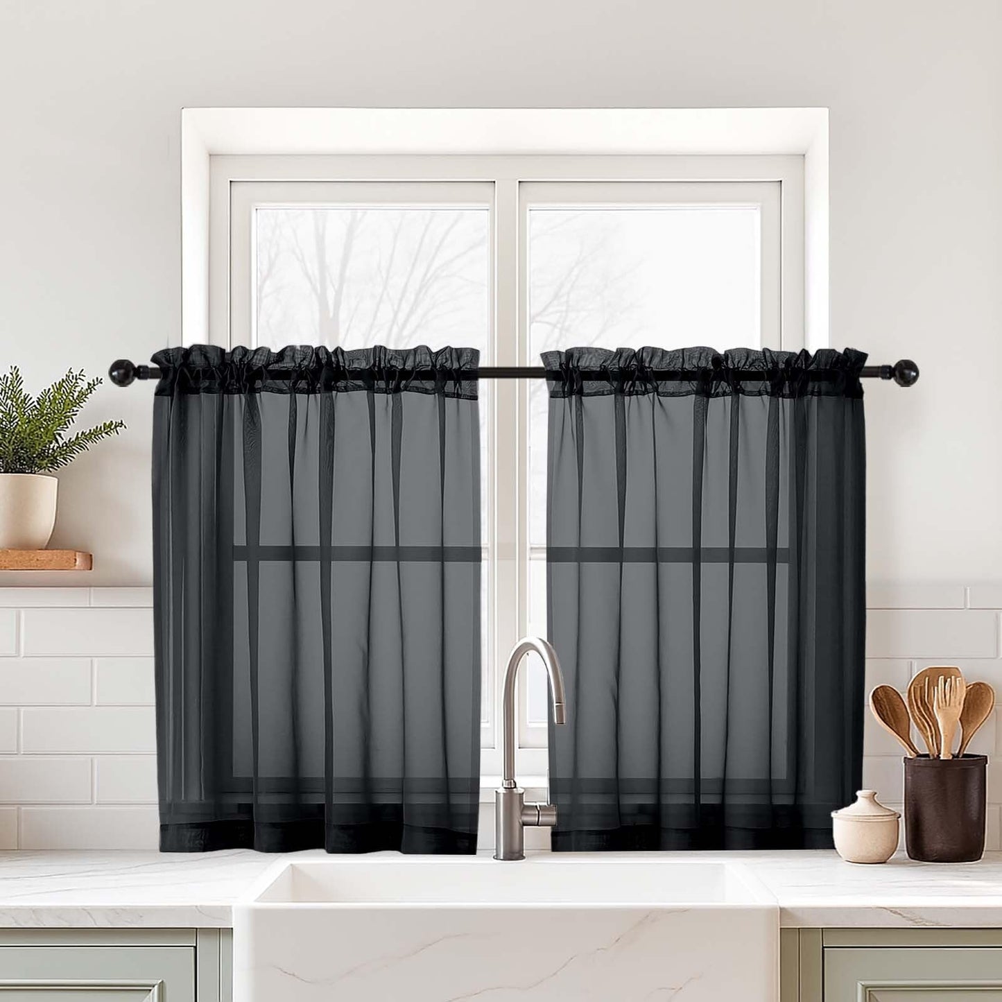Purple Window Sheer Curtains 54 inch Length, Soft Airy Light Filtering Sheer Curtain 2 Panels Set, Dual Rod Pocket Gauze Purple Drapes for Living Room Bedroom, 2x42Wx54L Inches